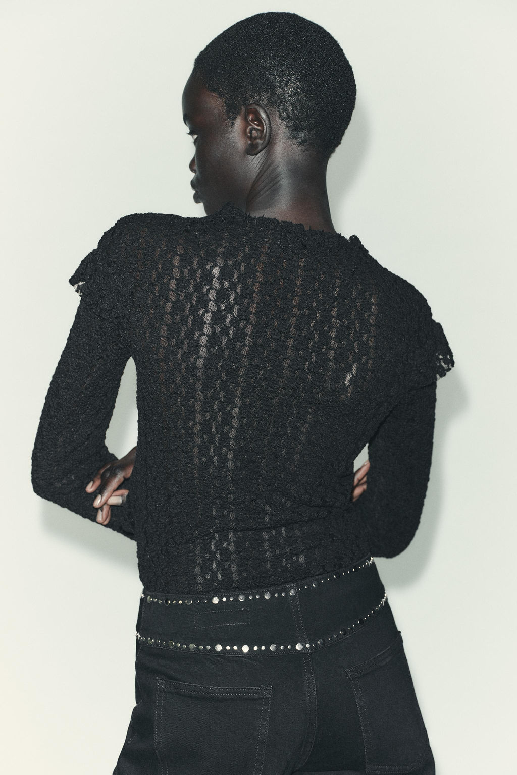 LACE TOP WITH RUFFLES - Zara фото 5