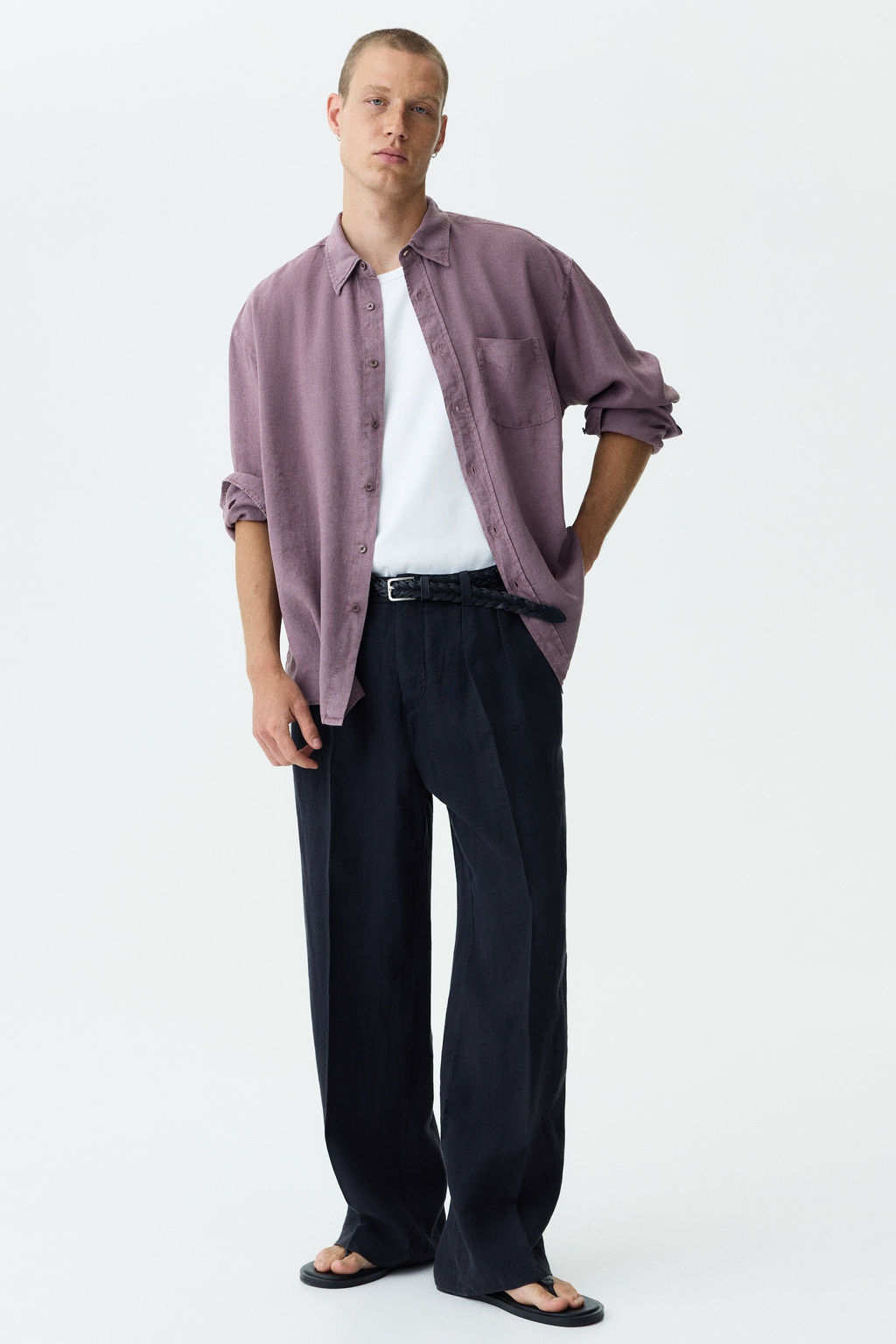 Pantal?n amplio de lino Loose Fit - H&m фото 3