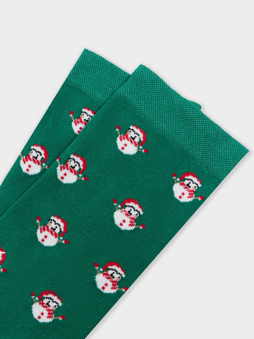 Цена за 5 пар! Носки мужские зеленые с узором "Снеговички"