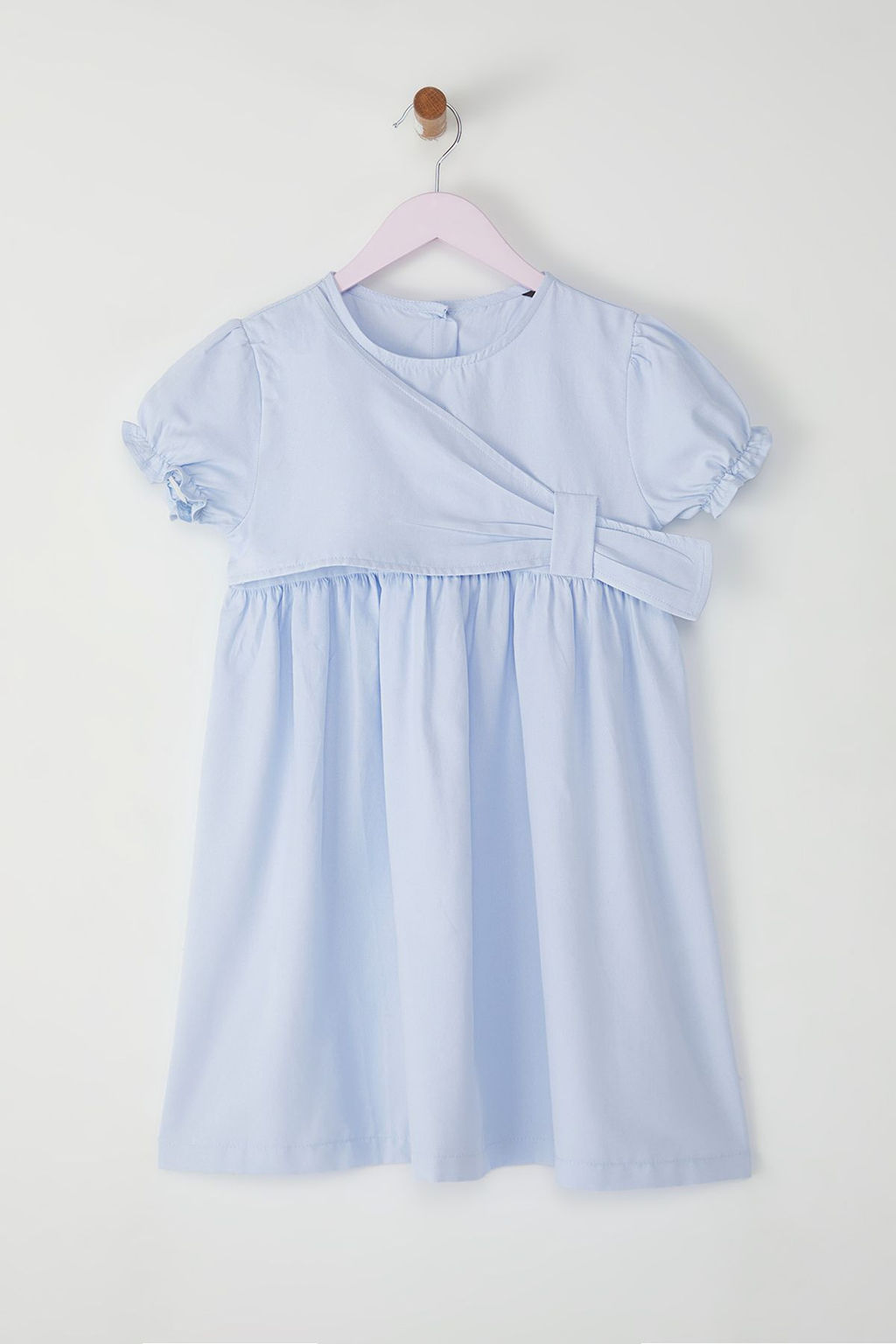 Pembe K?z Cocuk Pamuklu Balon Kol Kruvaze Detayl? Mini Bayraml?k Dokuma Elbise TKDSS25EL00023 - Trendyolmilla фото 6