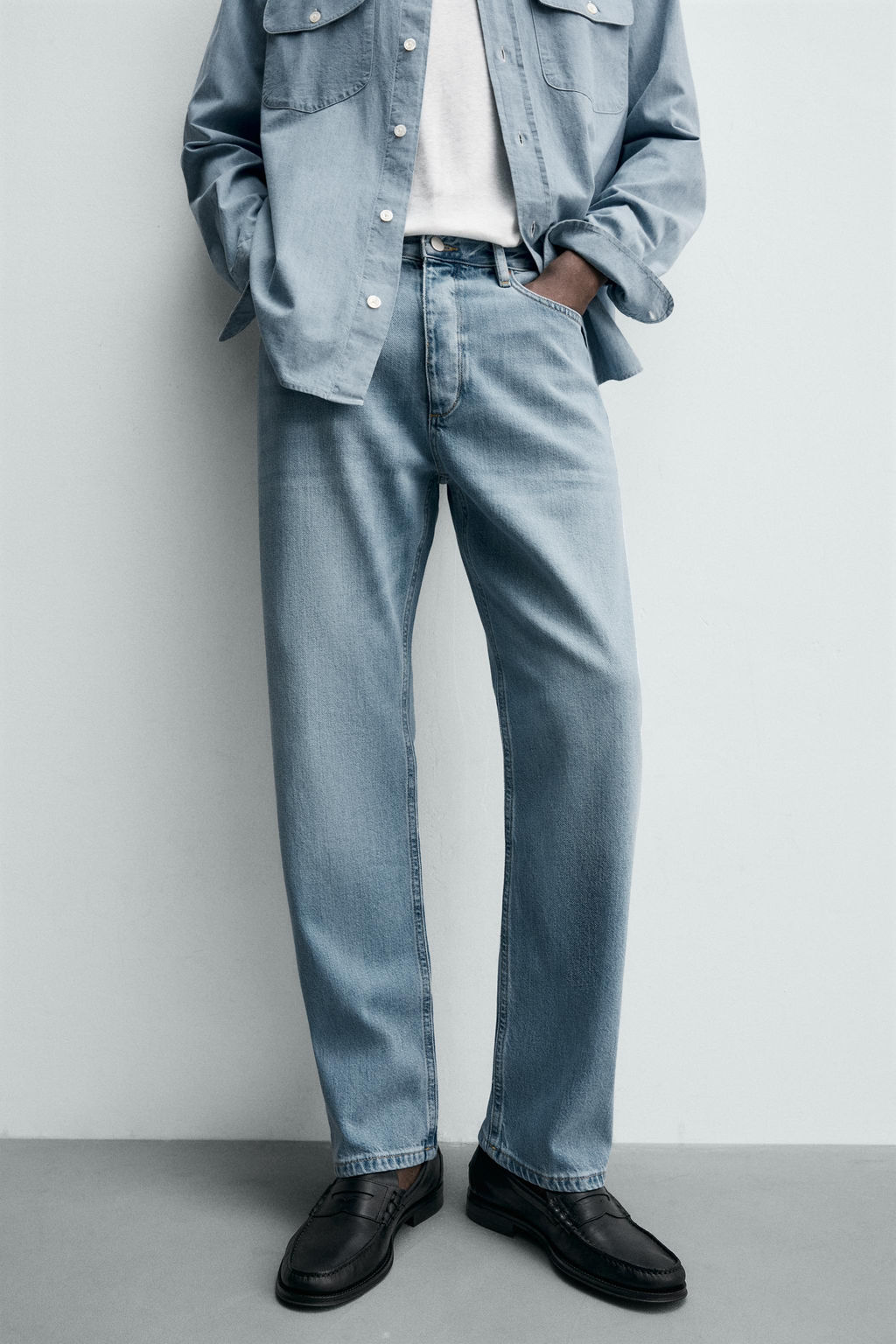 JEANS STRAIGHT ANKLE FIT ALGOD?N - LYOCELL / Azul claro - Zara фото 5