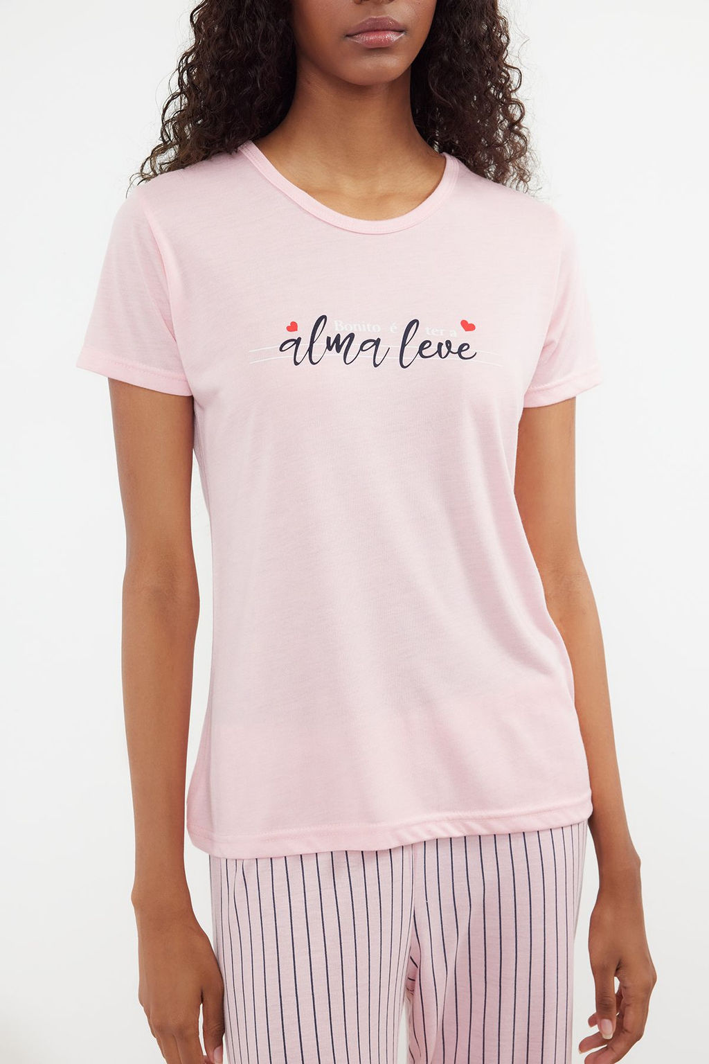 Trendyolmilla Mint Slogan Bask?l? Cizgili Orme Pijama Tak?m? THMSS24PT00251  фото 3