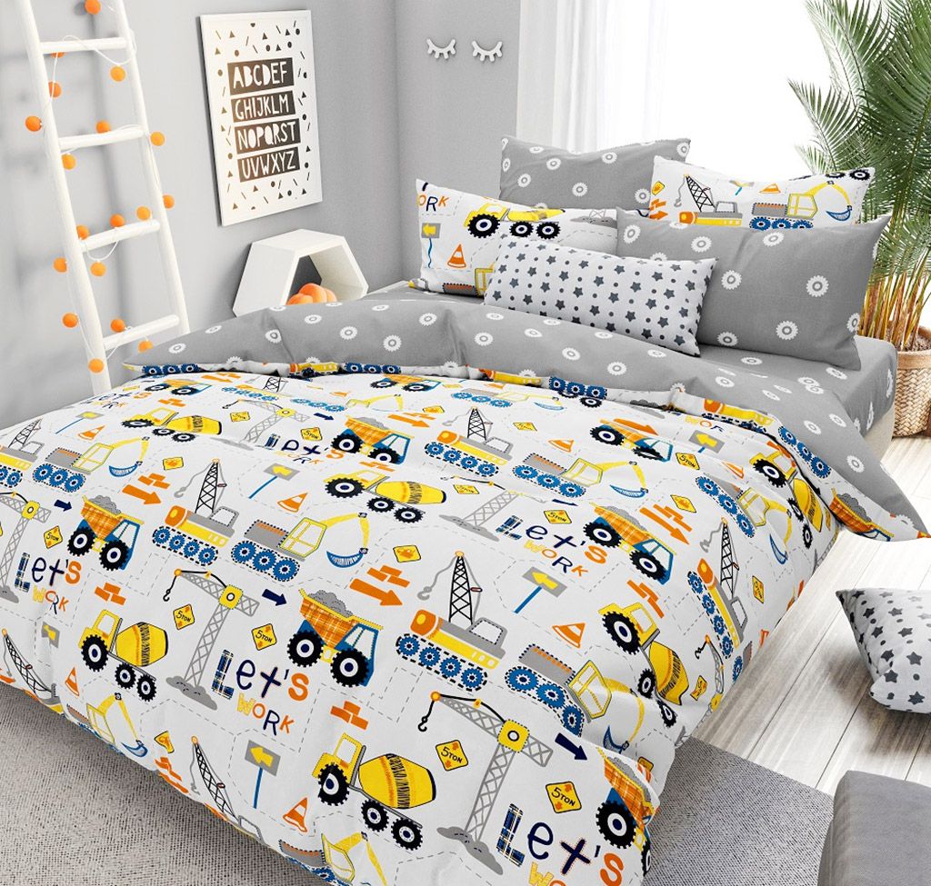 Наволочка 50х70см Юный строитель К, с клапаном-запахом, поплин Комфорт 115г/м2, хлопок 100%, упаковка ПП 22х30см, Домашняя мода (Россия)  фото 2