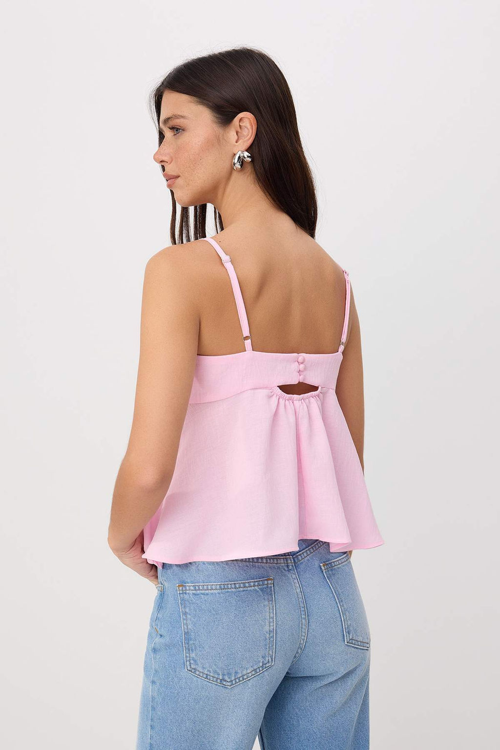 Trendyolmilla Beyaz Keten Gorunumlu Fiyonk Detayl? Ask?l? Dokuma Bluz TWOSS25BZ00249  фото 27