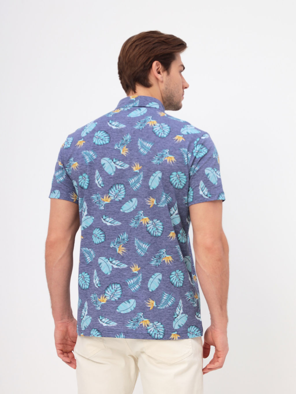 Джемпер мужской с воротником поло короткий рукав GREG G144-KP1246T-UT15 (голубой лист)  фото 4