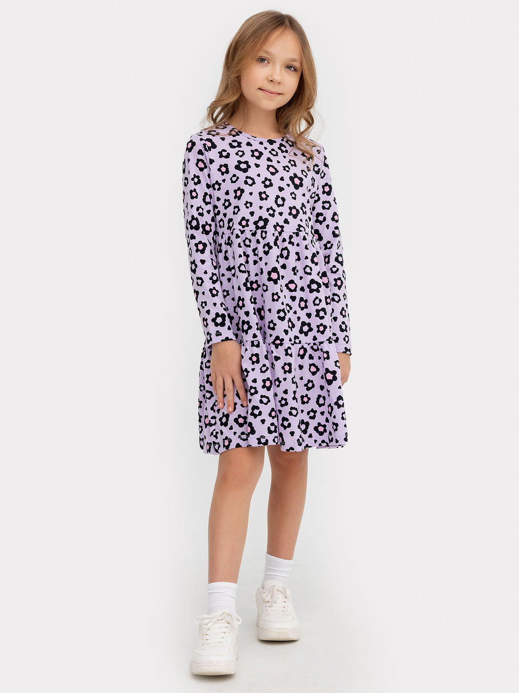 Платье для девочек светло-лиловое с принтом леопард - Mark formelle фото 2