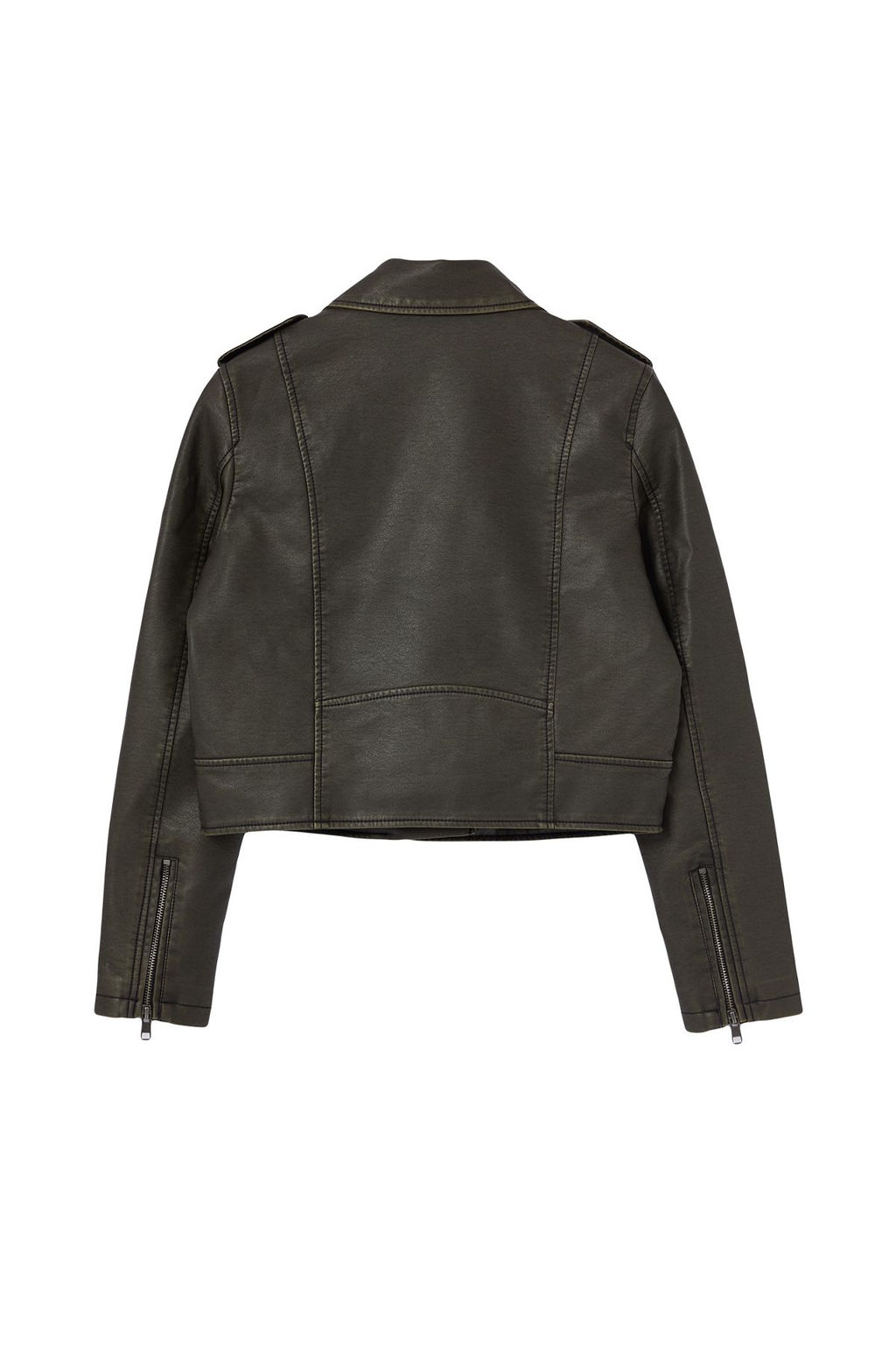Trendyolmilla Antrasit Eskitme Detayl? Suni Deri Biker Ceket Mont TWOAW24MO00277  фото 16
