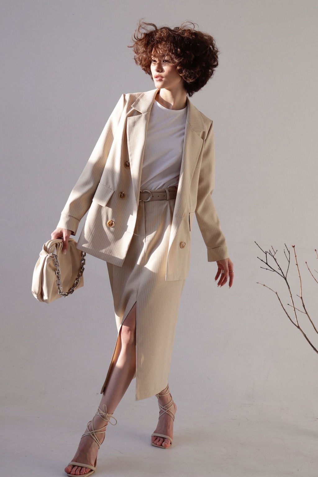 Юбка миди-макси бежевая в полоску - Martichelli фото 11