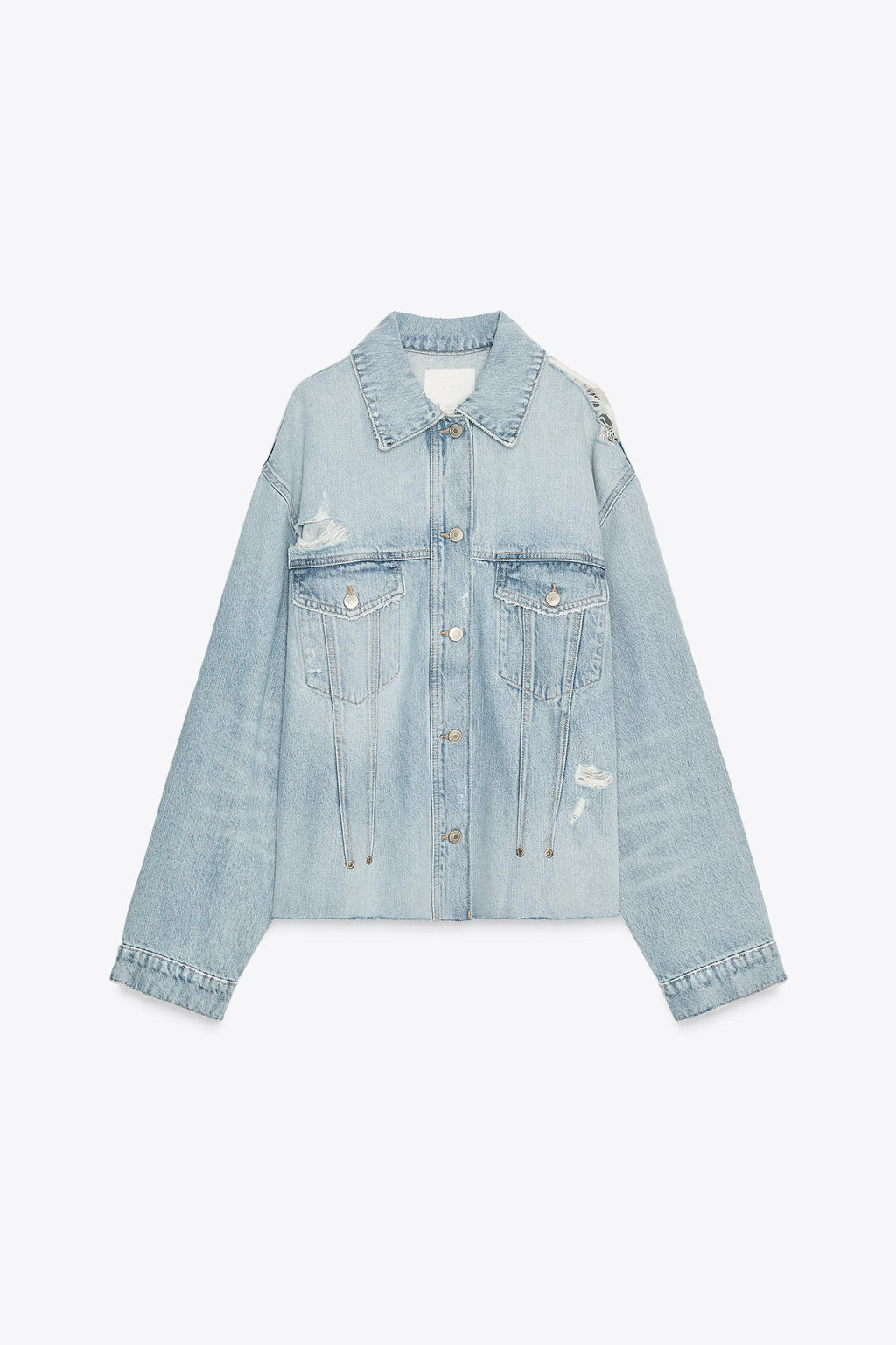 TRF RIPPED DENIM OVERSHIRT - Zara фото 3