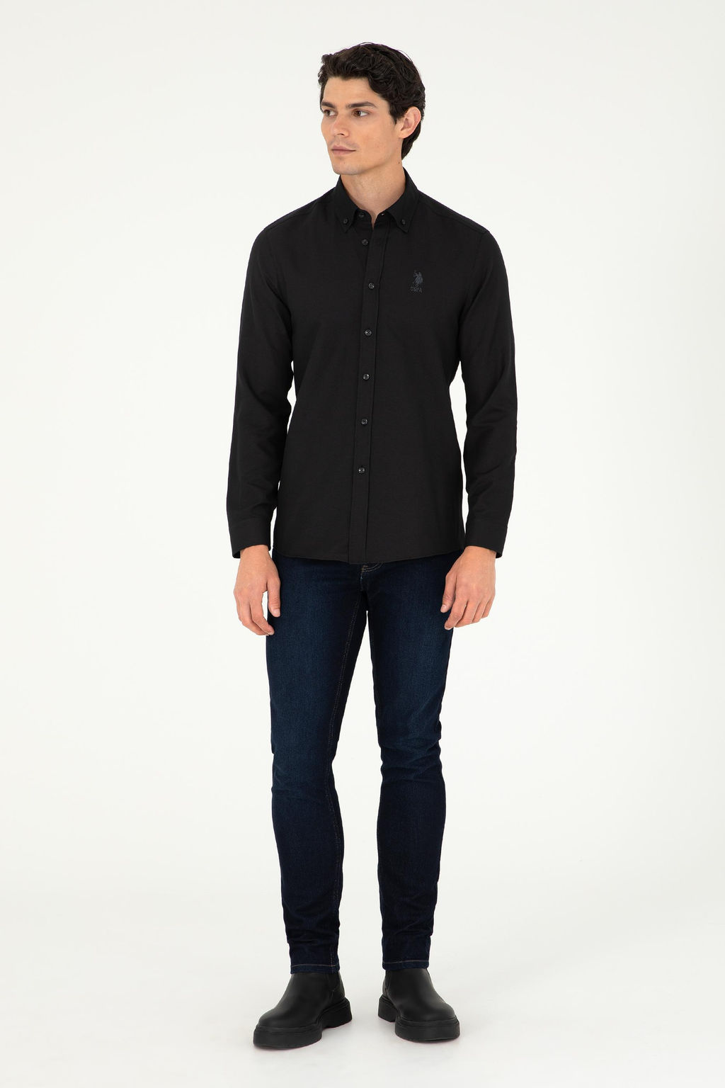 Мужская черная базовая рубашка с длинным рукавом - U.s. polo assn фото 4