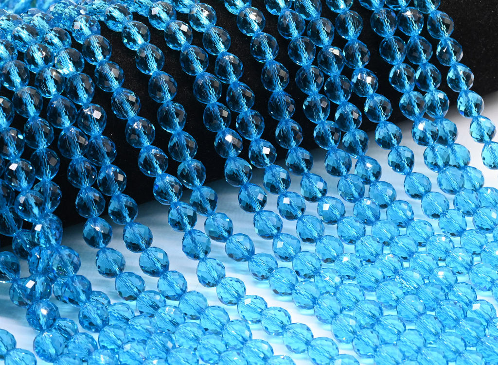 Бусины из циркона капля граненая 8*8мм цв.лазурный, 39см, 48 бусин Радуга камня