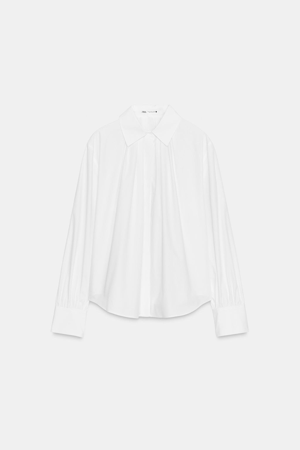 ZW COLLECTION PLEATED POPLIN SHIRT - Zara фото 7