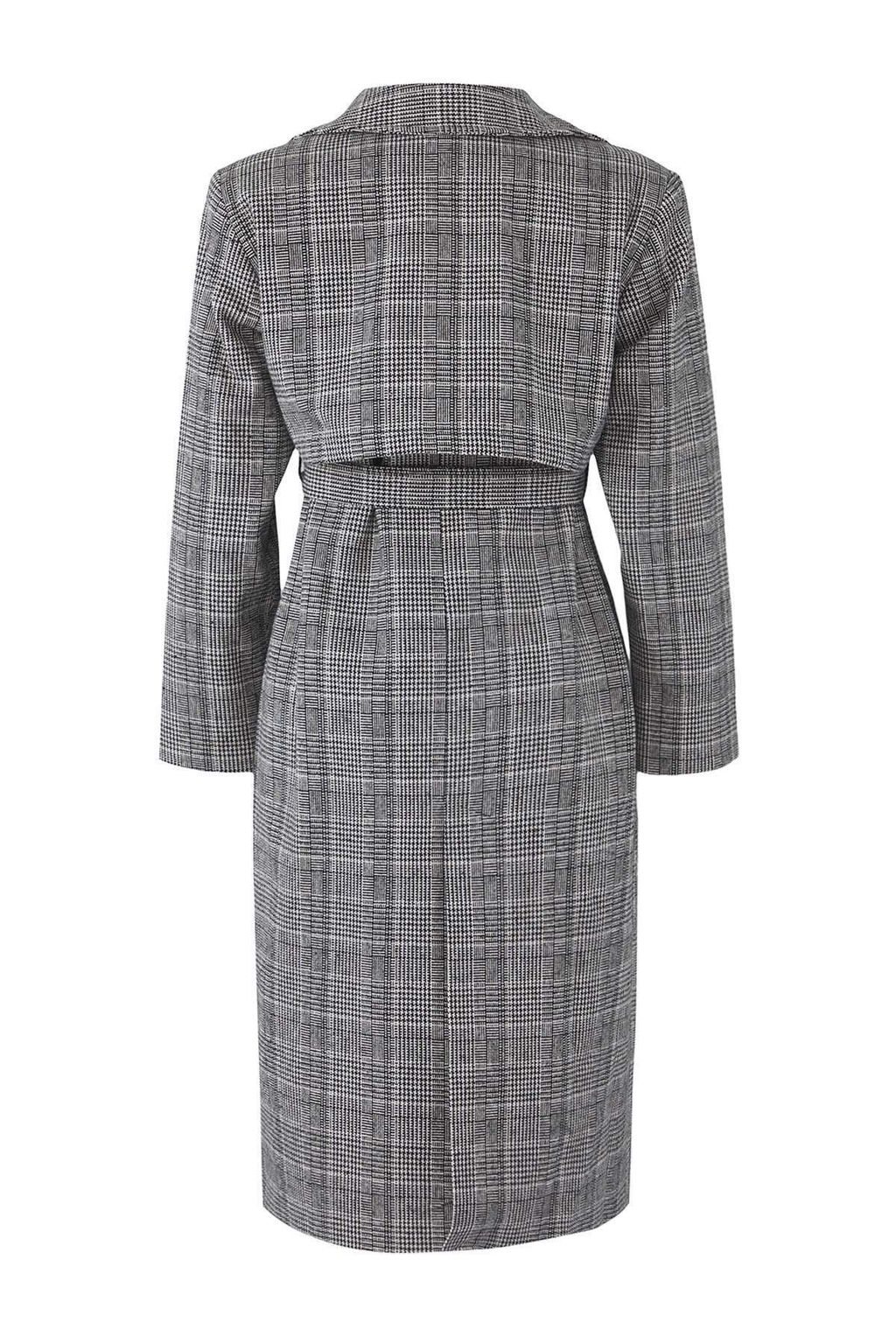 Cok Renkli Ekose Desenli Mono Kapama Uzun Oversize Kaban TWOAW26KB00049 - Trendyolmilla фото 2