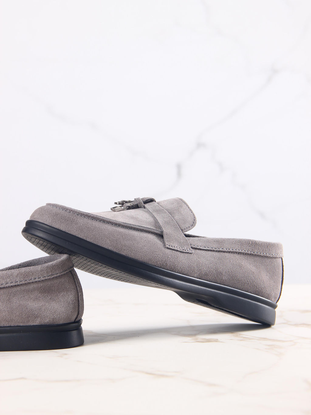 Лоферы туфли 170.2614bl. Серый замок замша
