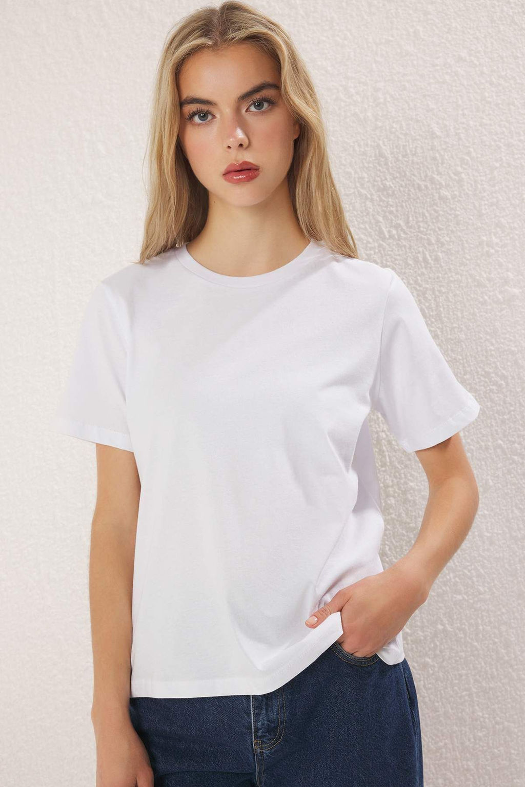 TRENDYOLMILLA Kahverengi-Bej-Haki Cizgili 3lu Paket Basic Bisiklet Yaka Orme T-Shirt TWOSS20TS0146  фото 4