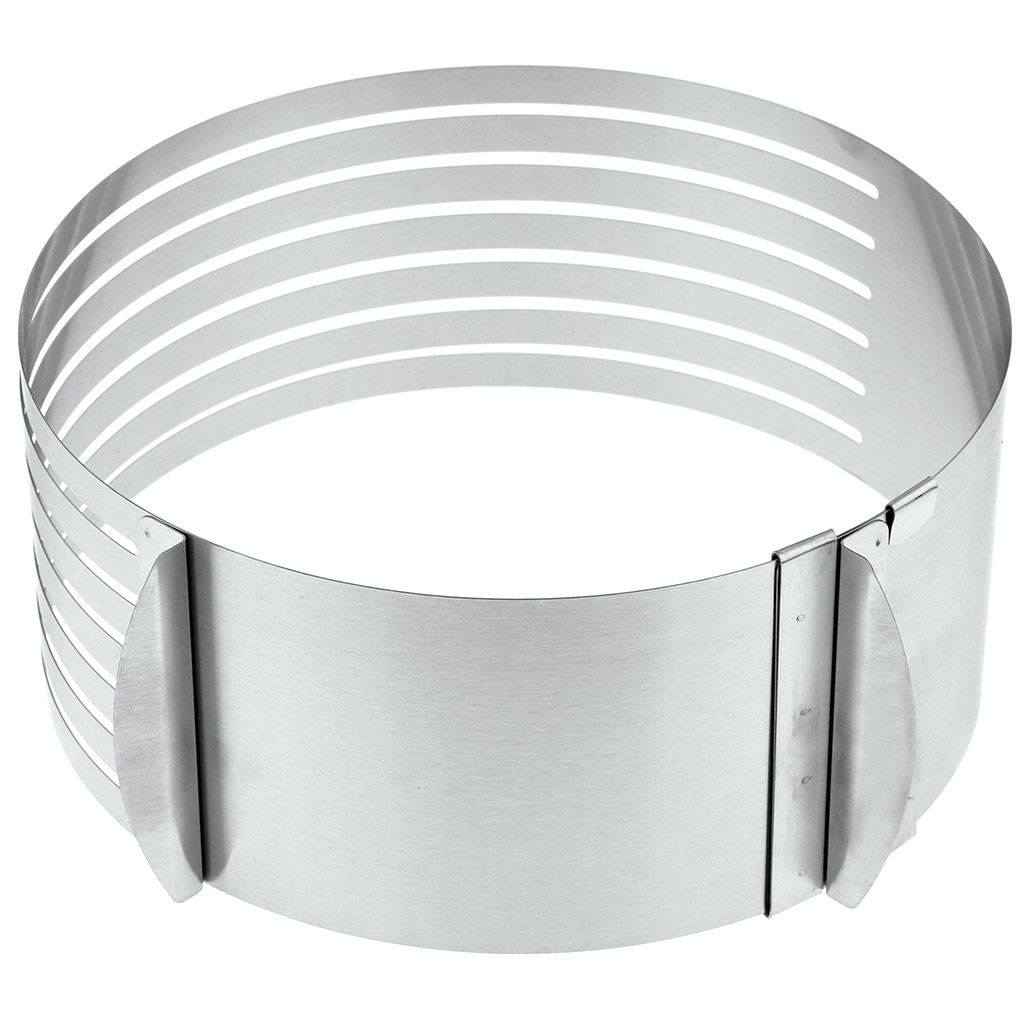 Форма кондитерская из нержавеющей стали для нарезания коржей, раздвижная, д15-20см h8,5см, цветная коробка (Китай) - Домашняя мода фото 3