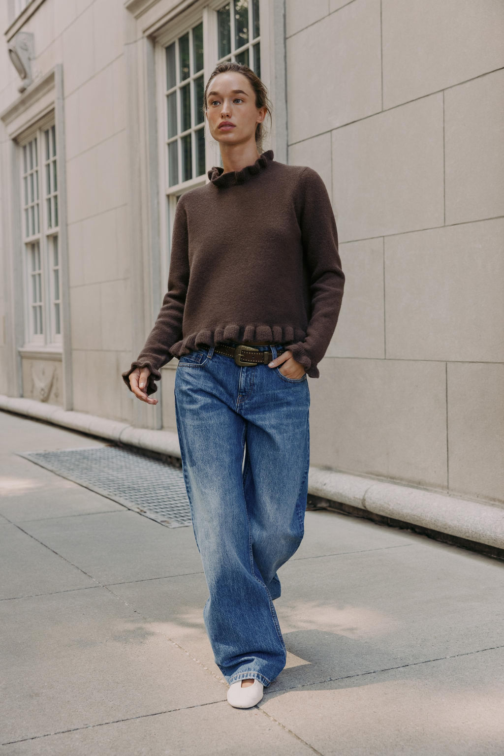 RUFFLE KNIT SWEATER
