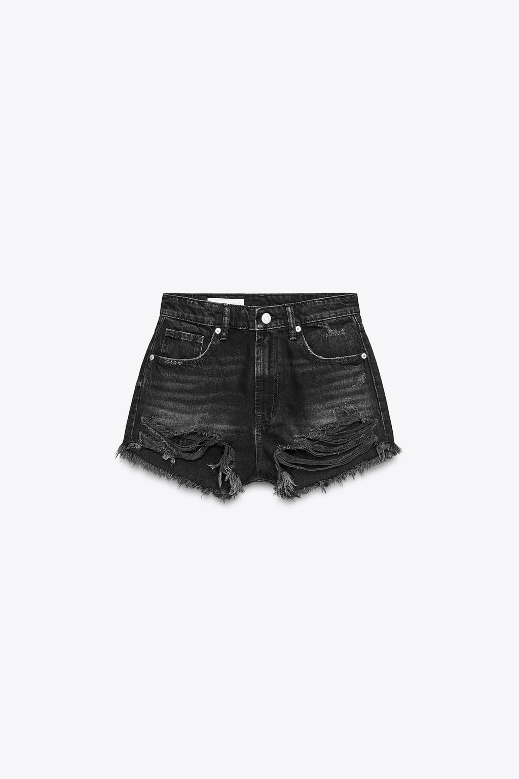 HIGH-WAIST CURVED DENIM SHORTS - Zara фото 7
