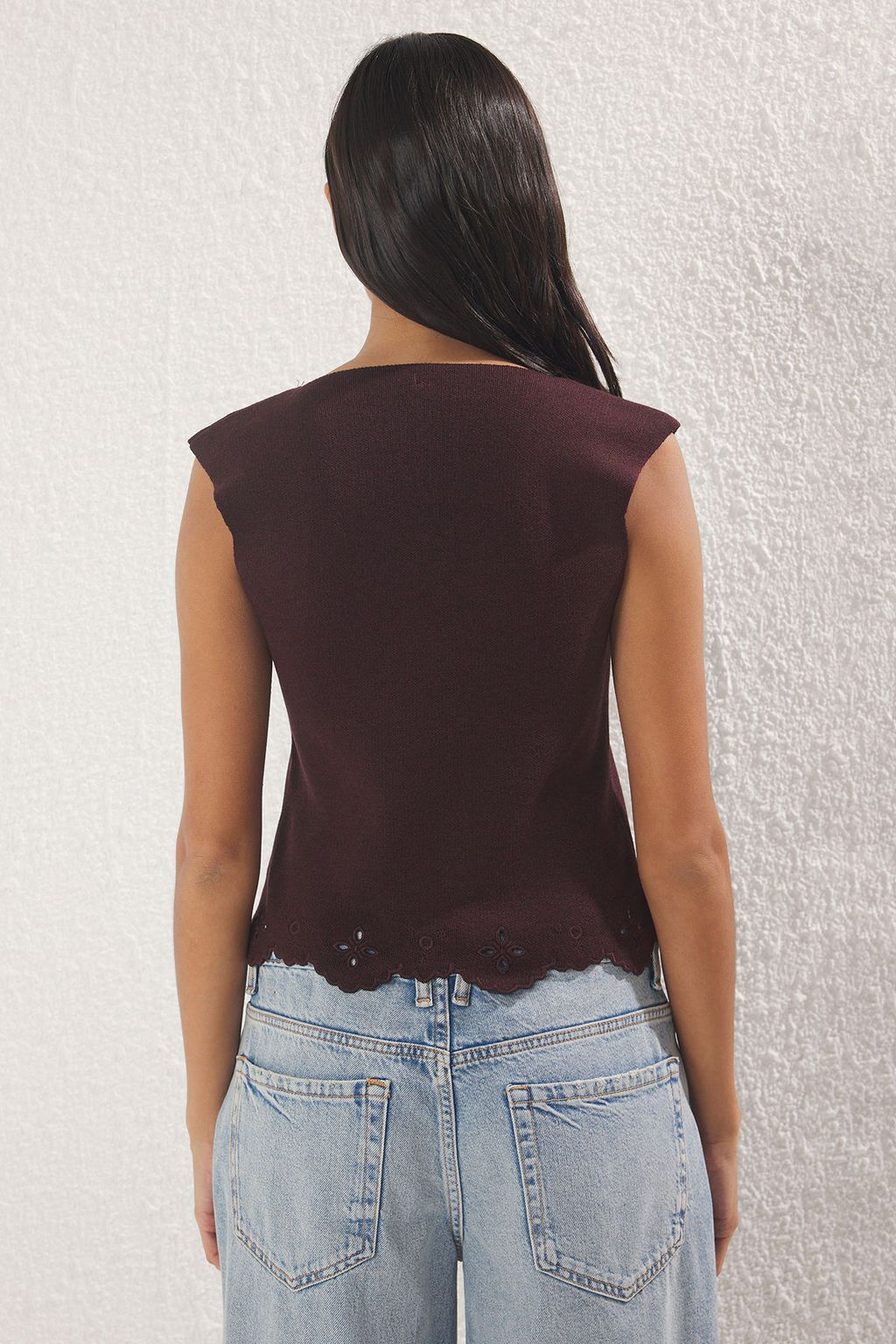 Murdum Kal?n Ask?l? Etek Ucu Detayl? Triko Ince Bluz TWOSS25BZ00513 - Trendyolmilla фото 5