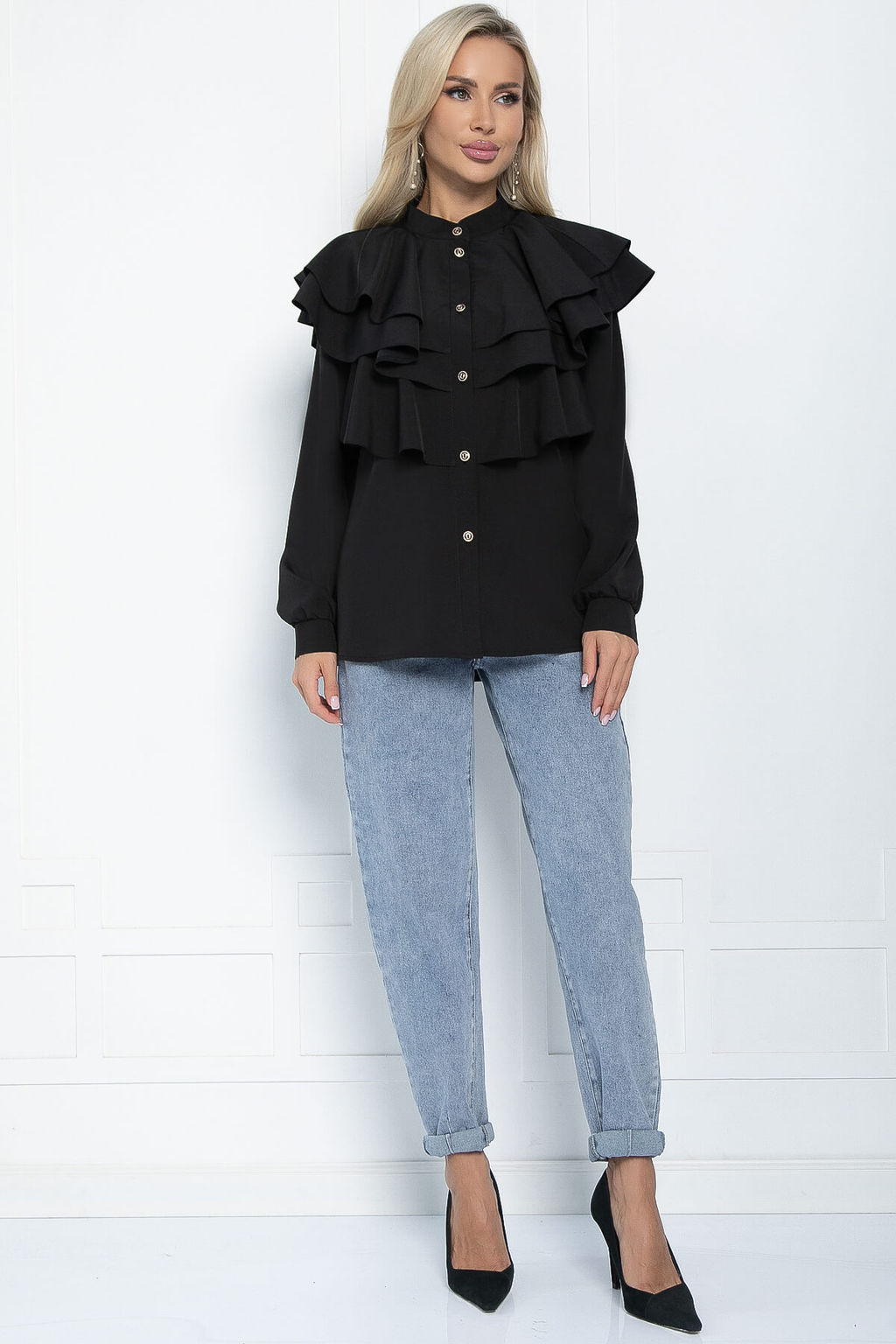Блуза Космос (черная) Б11273 - Lt collection фото 4