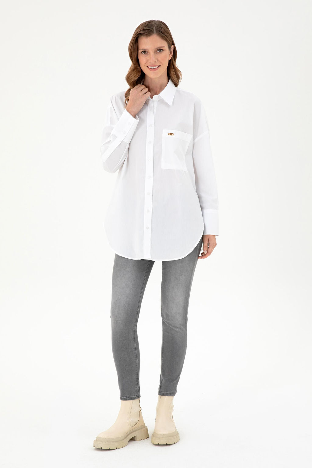 Женская белая рубашка с длинным рукавом Неожиданная скидка в корзине - U.s. polo assn фото 4