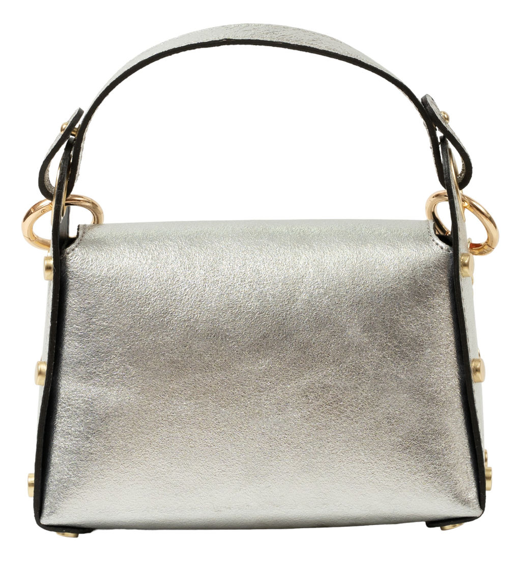 Сумка женская Sefaro из телячьей кожи маленькая серебристая  фото 2