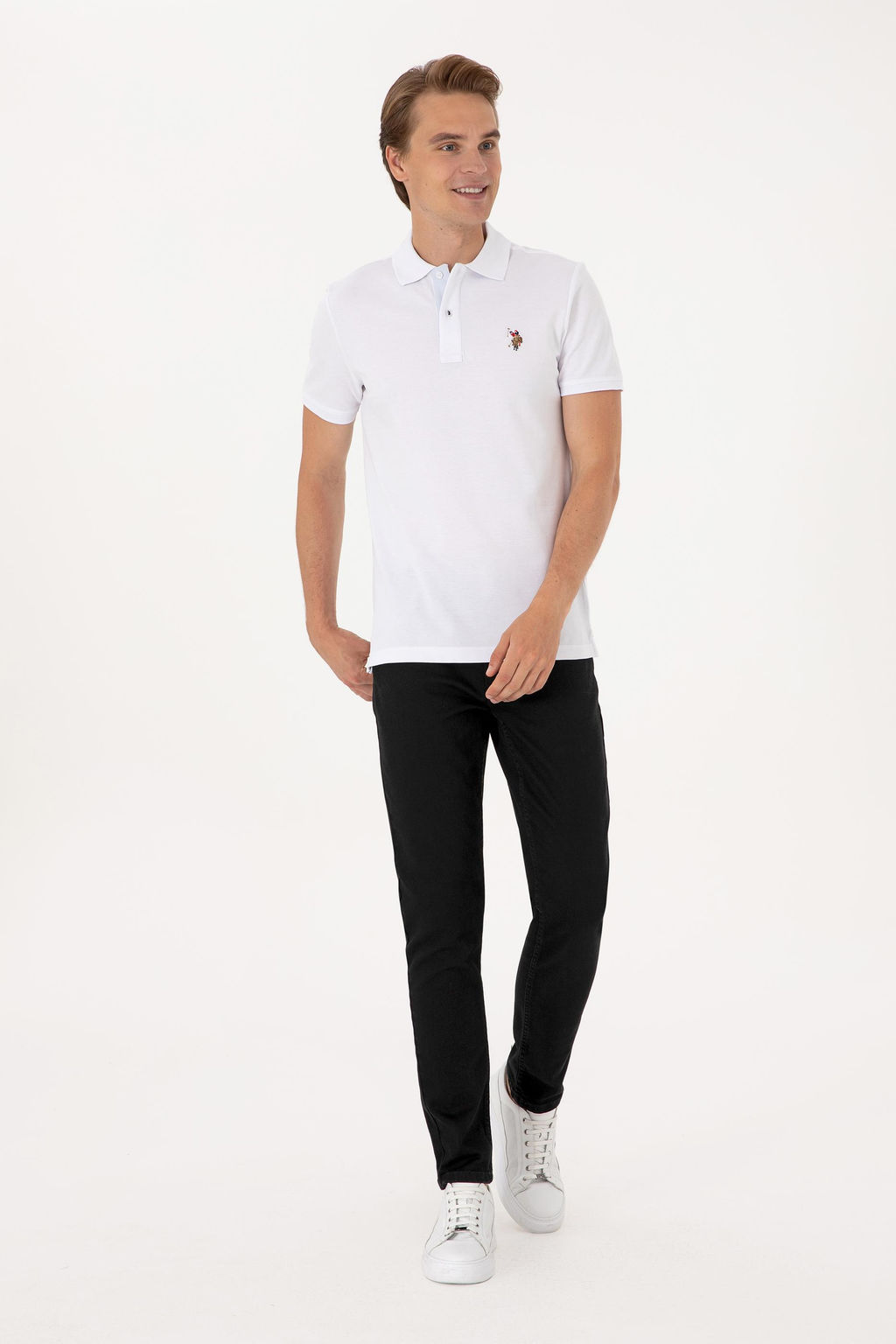 Erkek Slim Fit Polo Yaka Beyaz Basic Tirt - U.s. polo assn фото 4