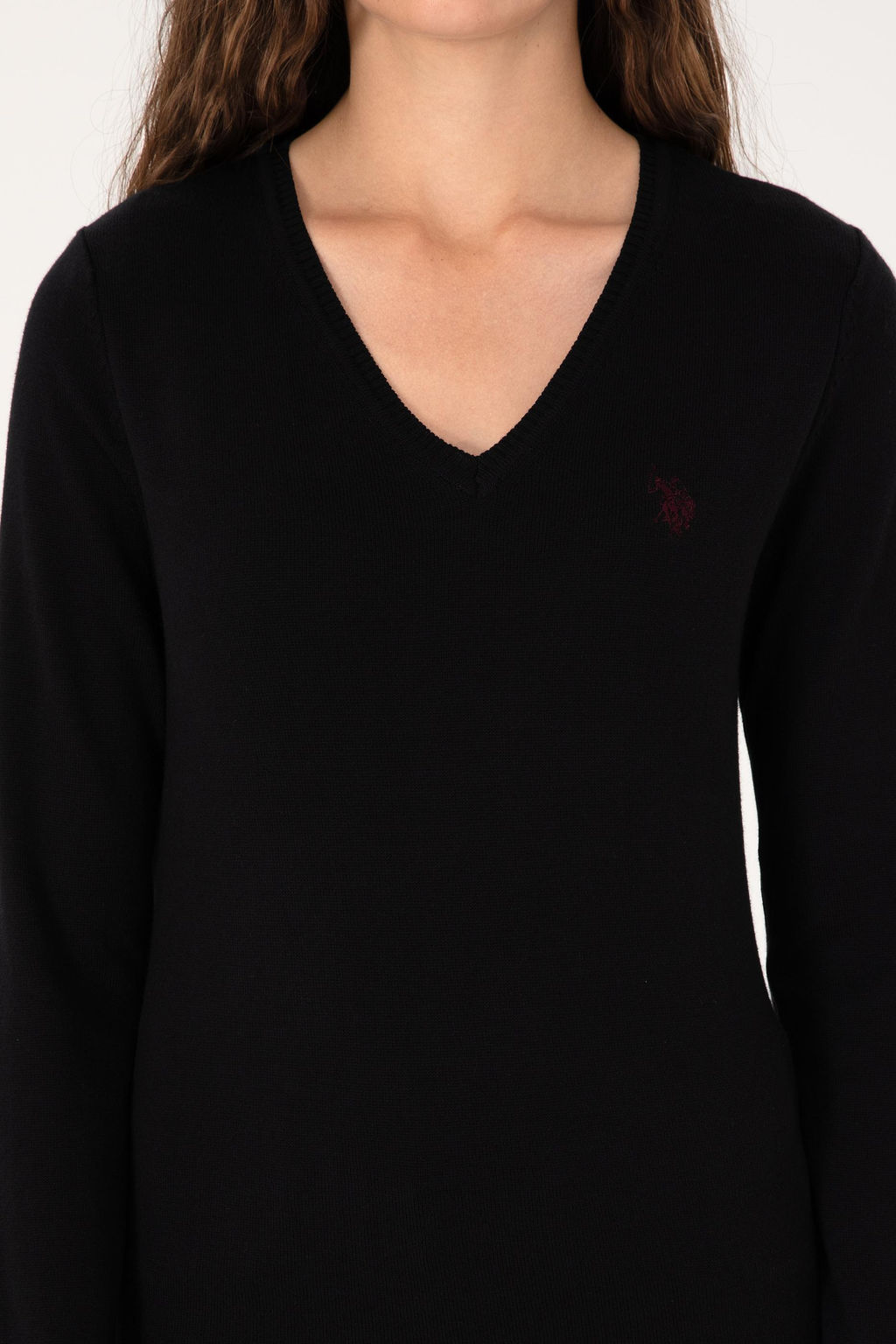 Kad_n Siyah V Yaka Basic Kazak Sepette S_rpriz _ndirim - U.s. polo assn фото 6