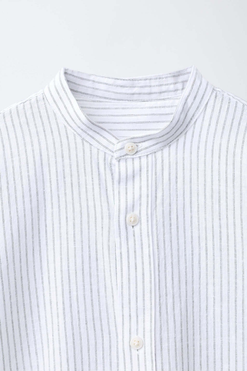 CAMISA CUELLO MAO RAYAS ALGOD?N Y LINO / Gris - Zara фото 3
