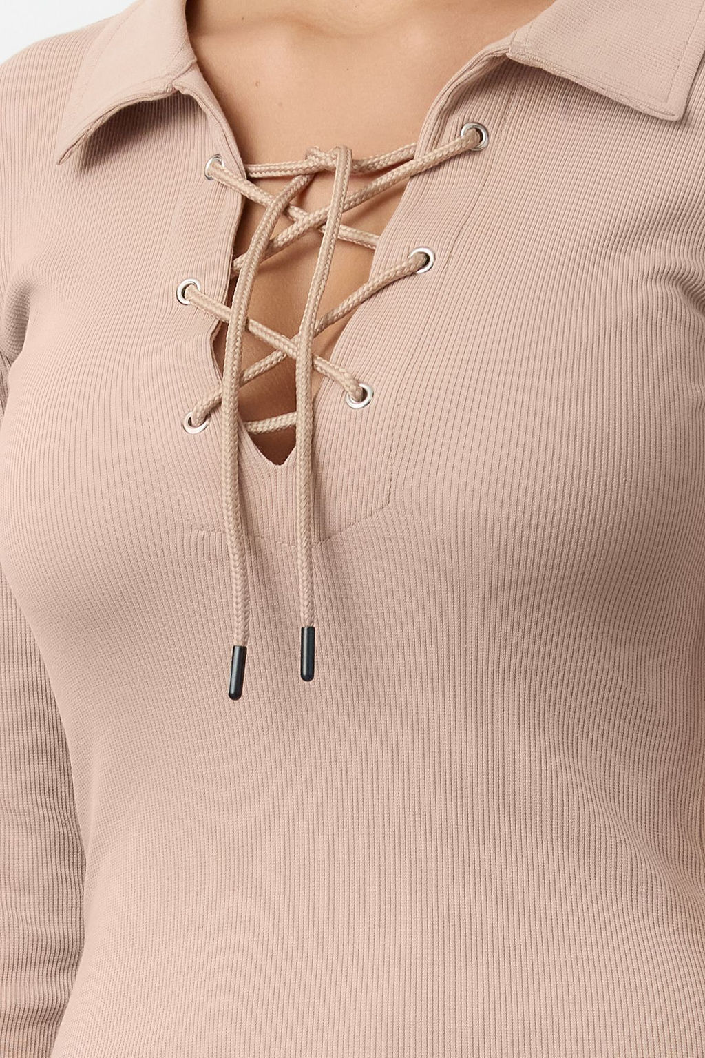 TRENDYOLMILLA Vizon Kusgozu Baglama Detayl? Vucuda Oturan Fitilli Esnek Midi Elbise TWOAW25EL00522 фото 3