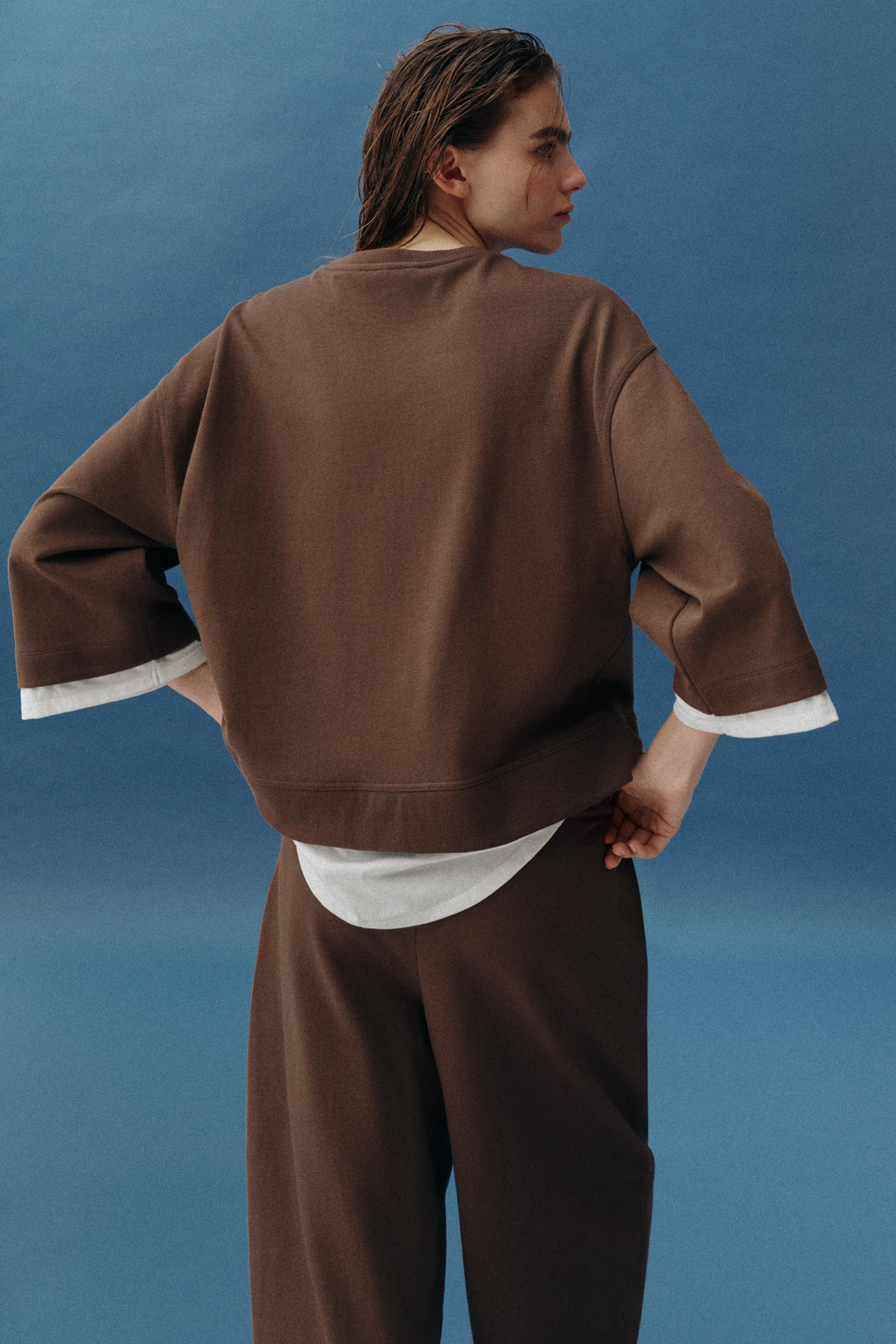 SUDADERA COMBINADA MANGA LARGA / Marr?n claro - Zara фото 5