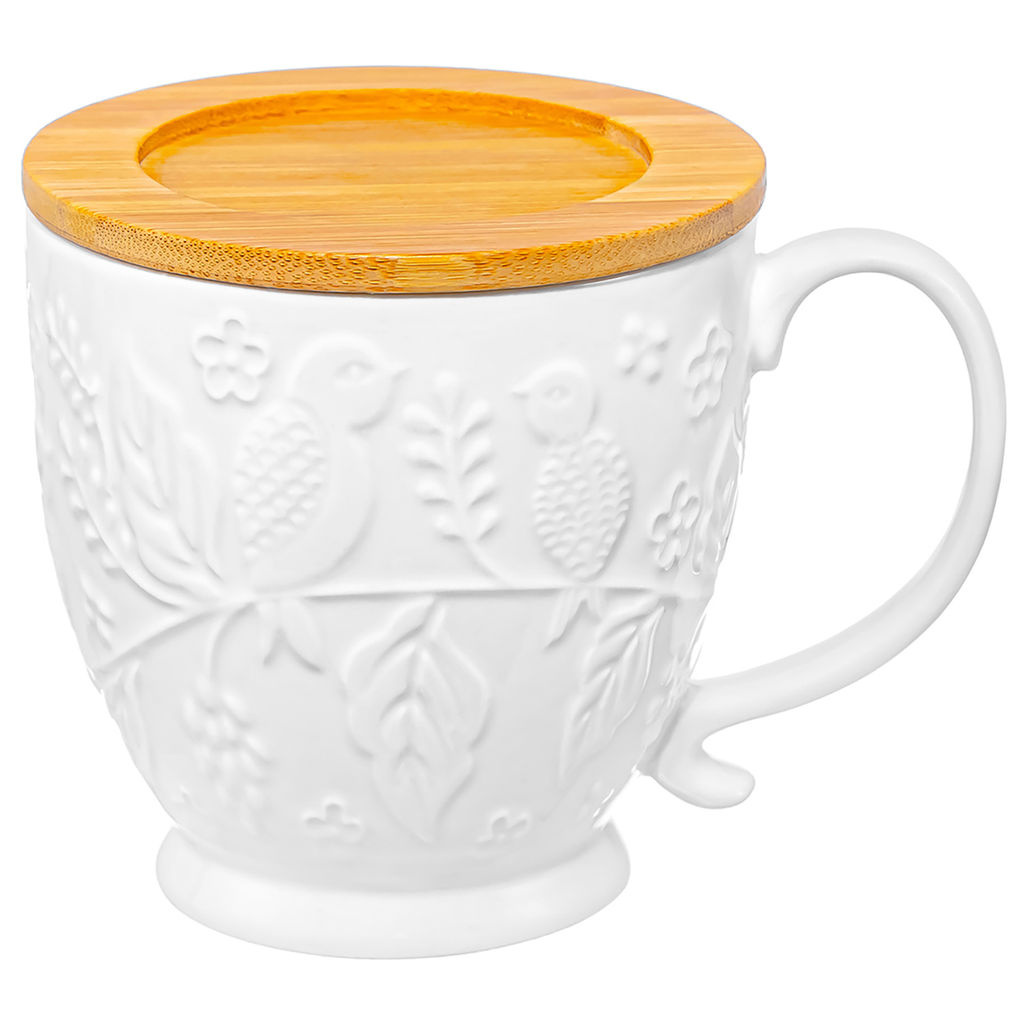 Кружка 480 мл 13,5*10*11 см "Птички на ветке" + крышка-подставка