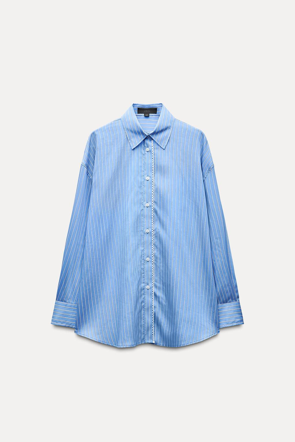 OVERSIZE STRIPED POPLIN SHIRT - Zara фото 7