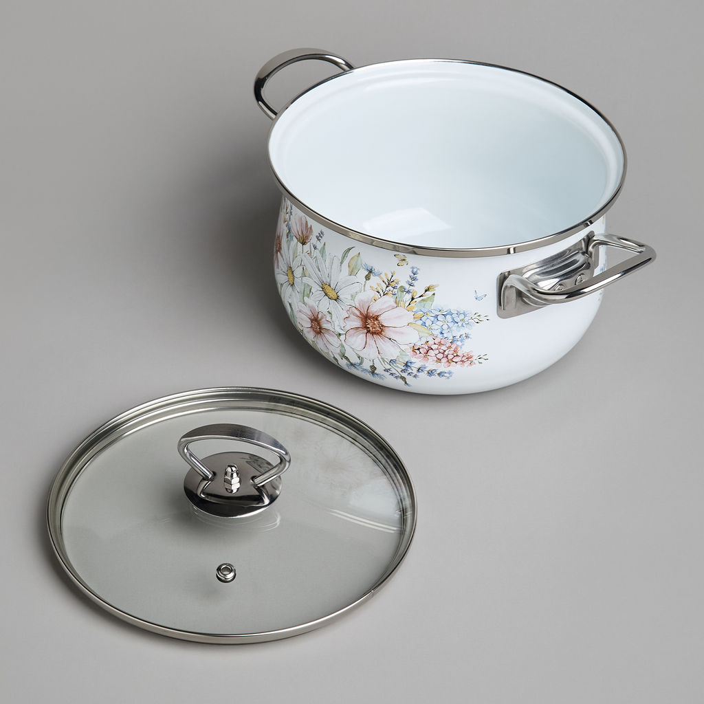 НАБОР КАСТРЮЛЬ AGNESS ЭМАЛИРОВАННЫХ СЕРИЯ ДВОРЦОВЫЙ ПАРК 4ПР. 2,0Л И 2,8Л, 18Х11СМ, 20Х12СМ  фото 3