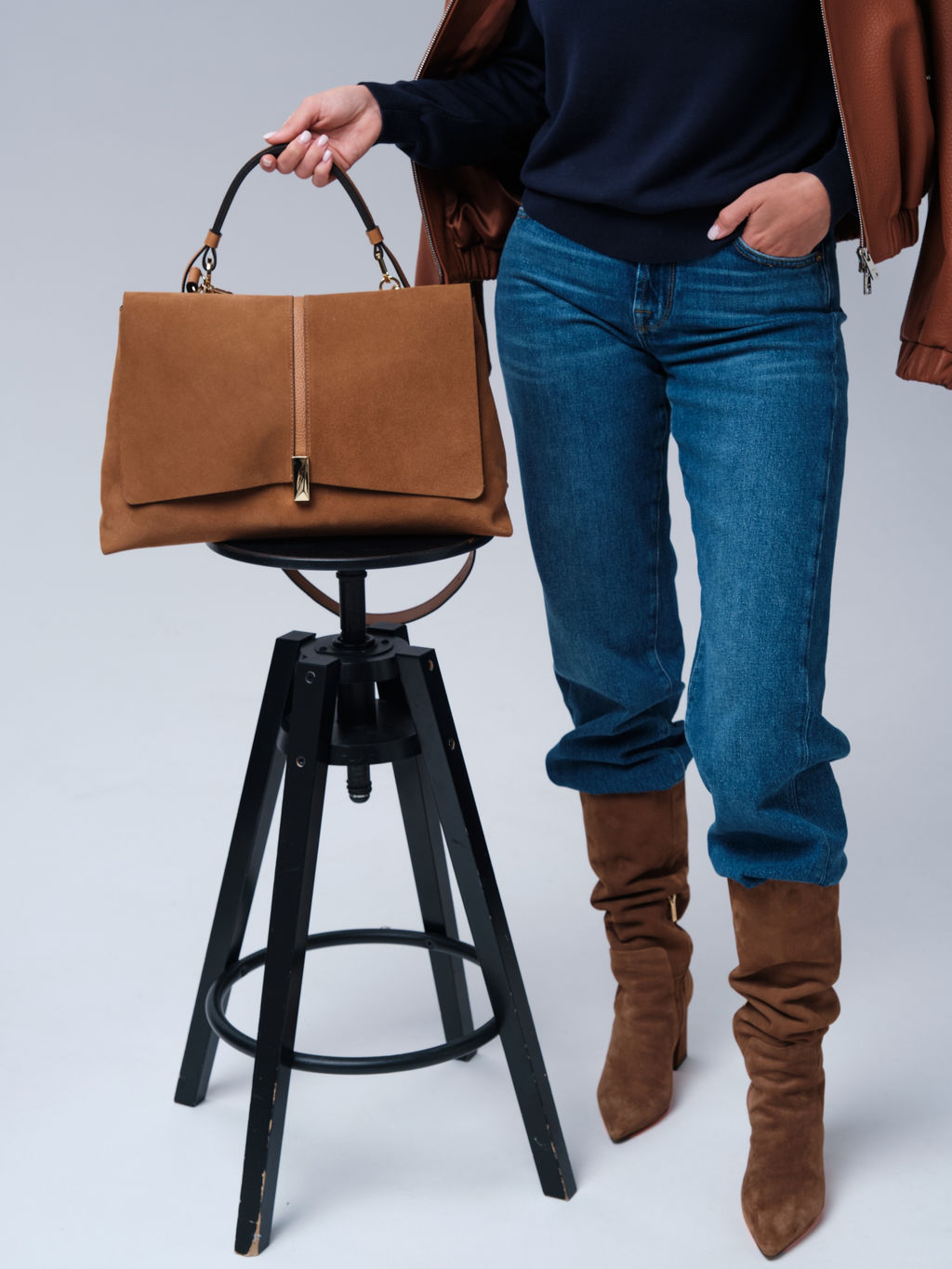 Замшевая сумка сэтчел Colette DBR 31349 светло-коричневый фото 6