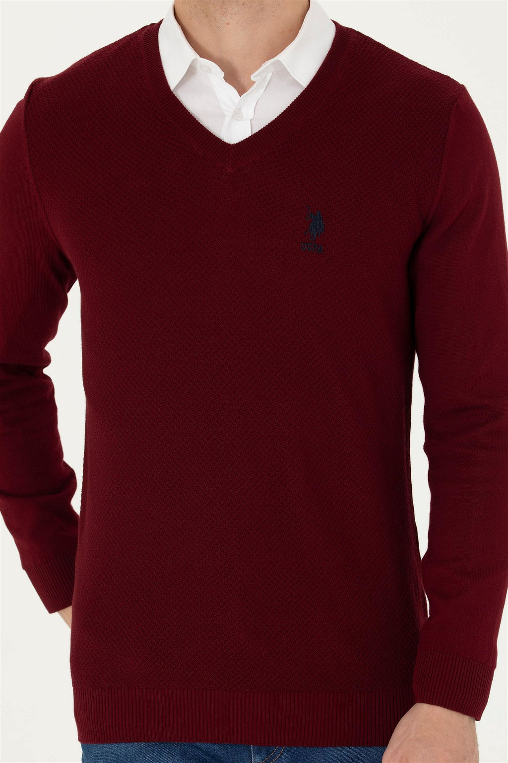 U. S. Polo Assn Мужской бордово-красный базовый свитер - U.s. polo assn фото 13