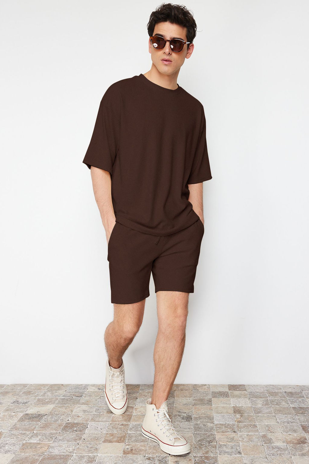 Basic Kahverengi Regular/Normal Kesim Orta Boy Bagc?kl? Dokulu K?r?smaz Ottoman Sort TMNSS23SR00039