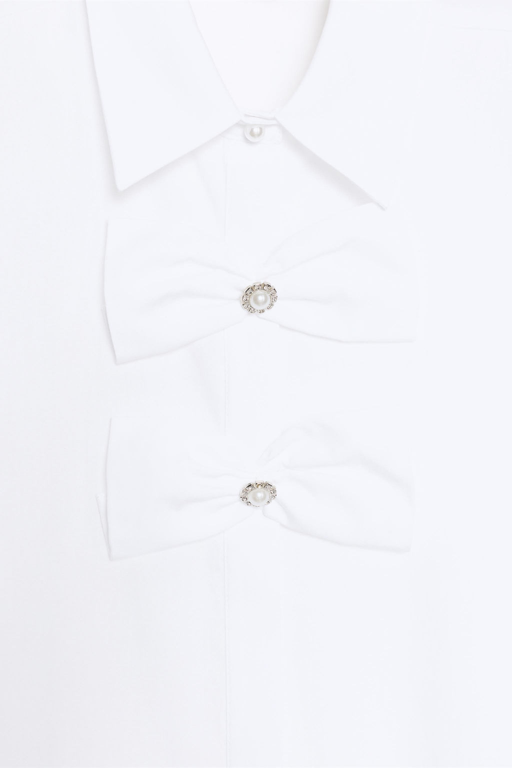 POPLIN SHIRT WITH FAUX PEARL BOWS - Zara фото 9