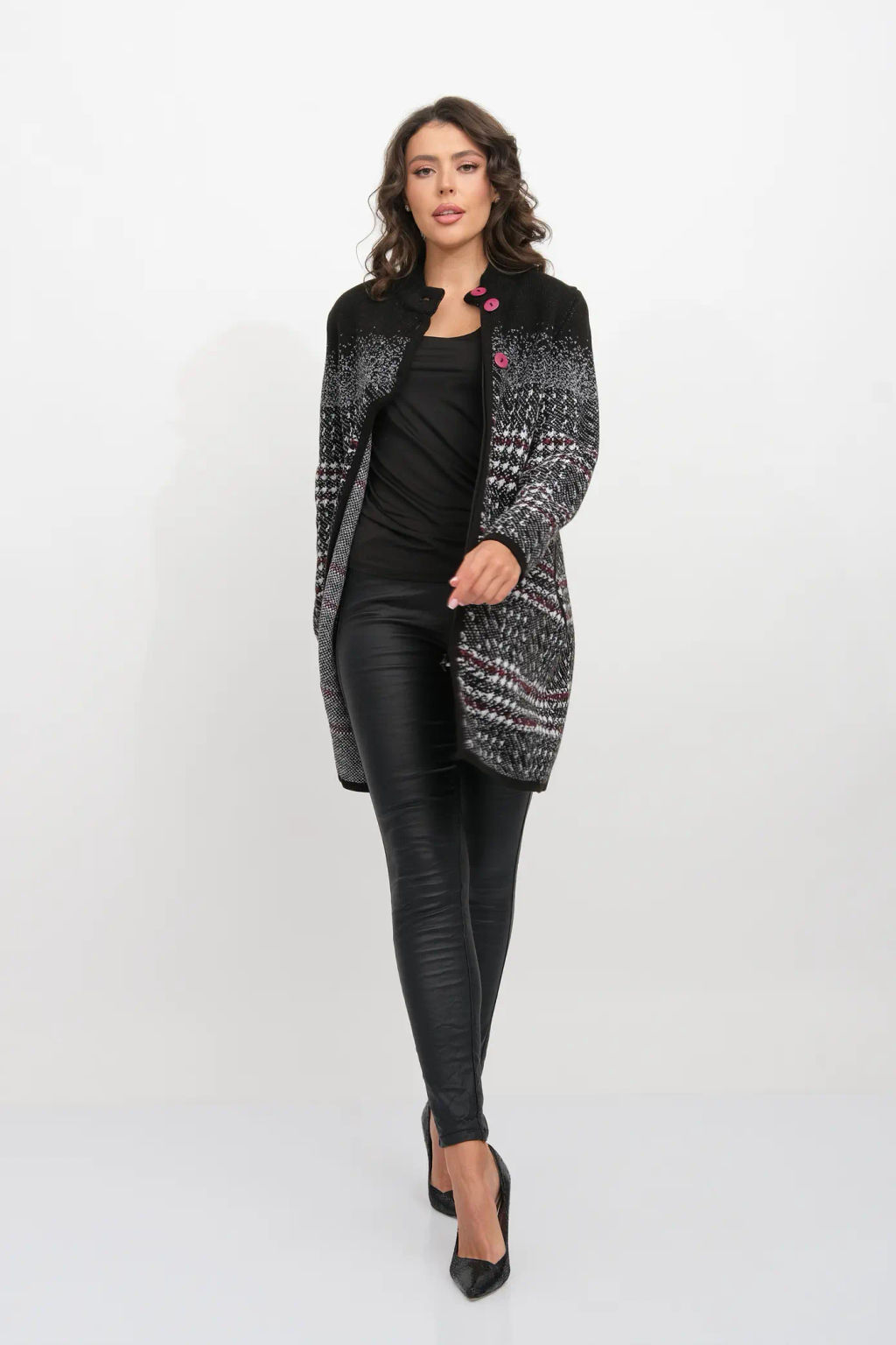 ЗЛАТА Кардиган В 1742 ст/черно-ягодный