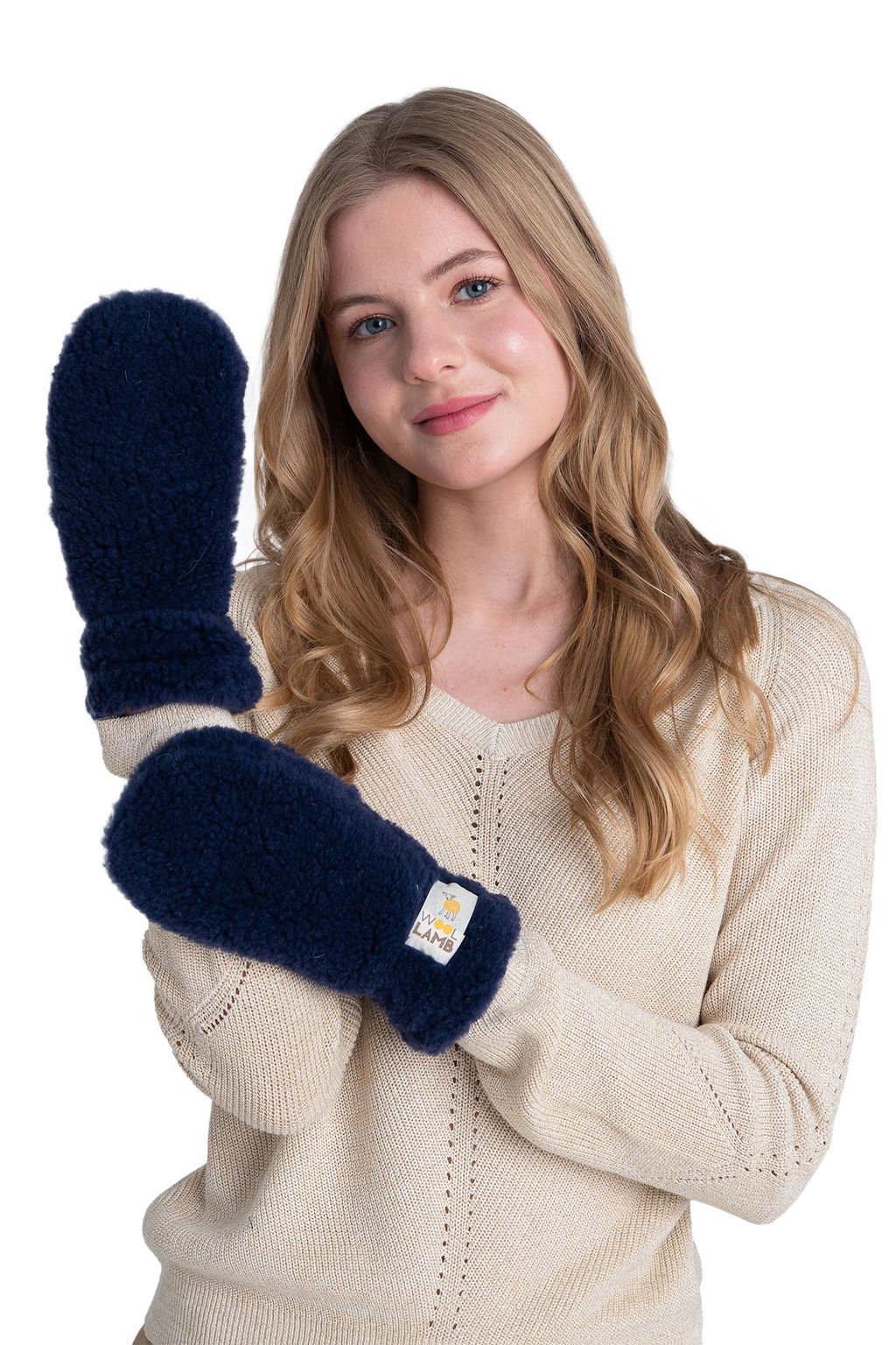 Варежки меховые на резинке ВАНИЛЬ - Woollamb фото 14