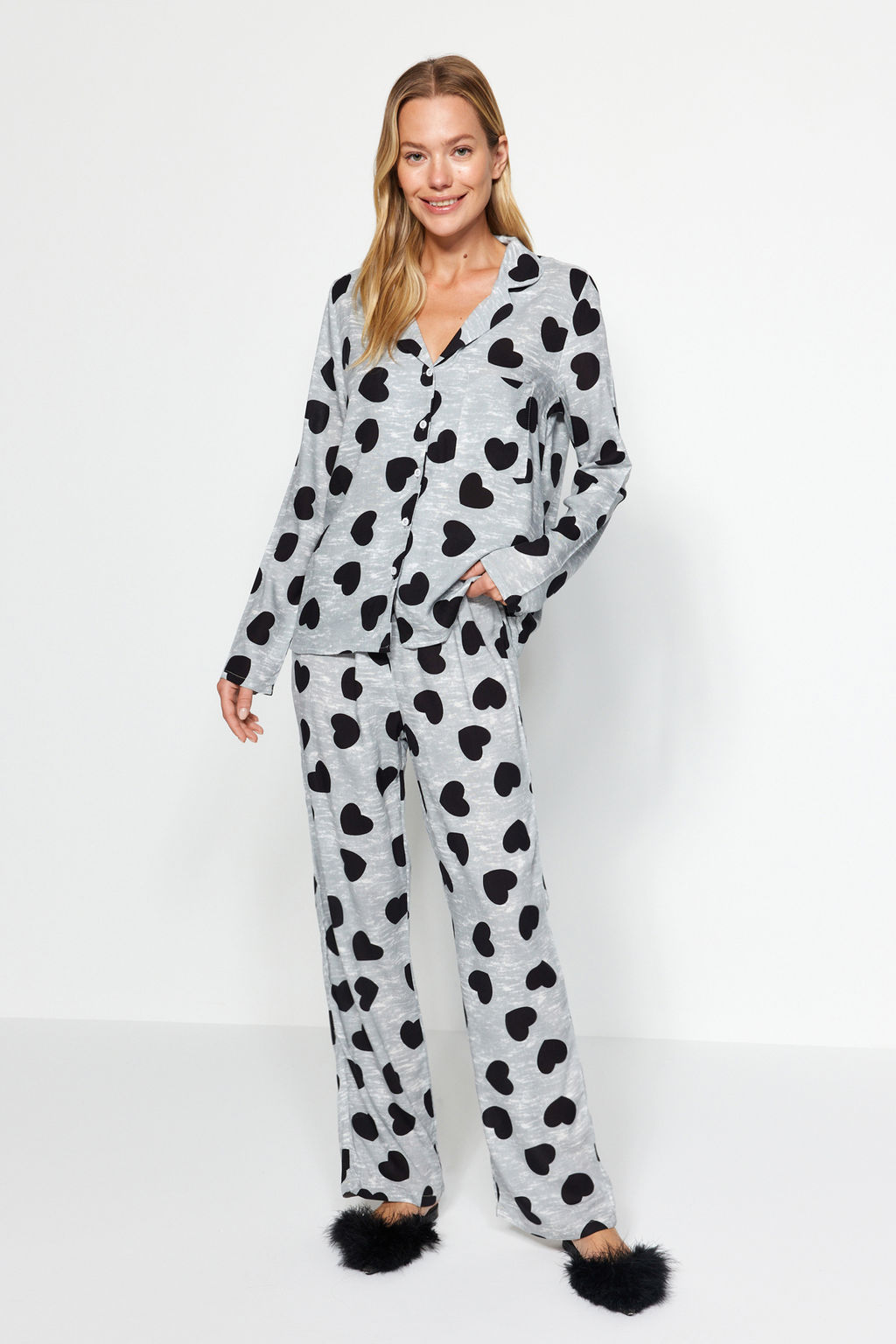 Trendyolmilla Ac?k Pembe Kurdele/Fiyonklu Viskon Dokuma Pijama Tak?m? THMAW21PT0936 фото 10