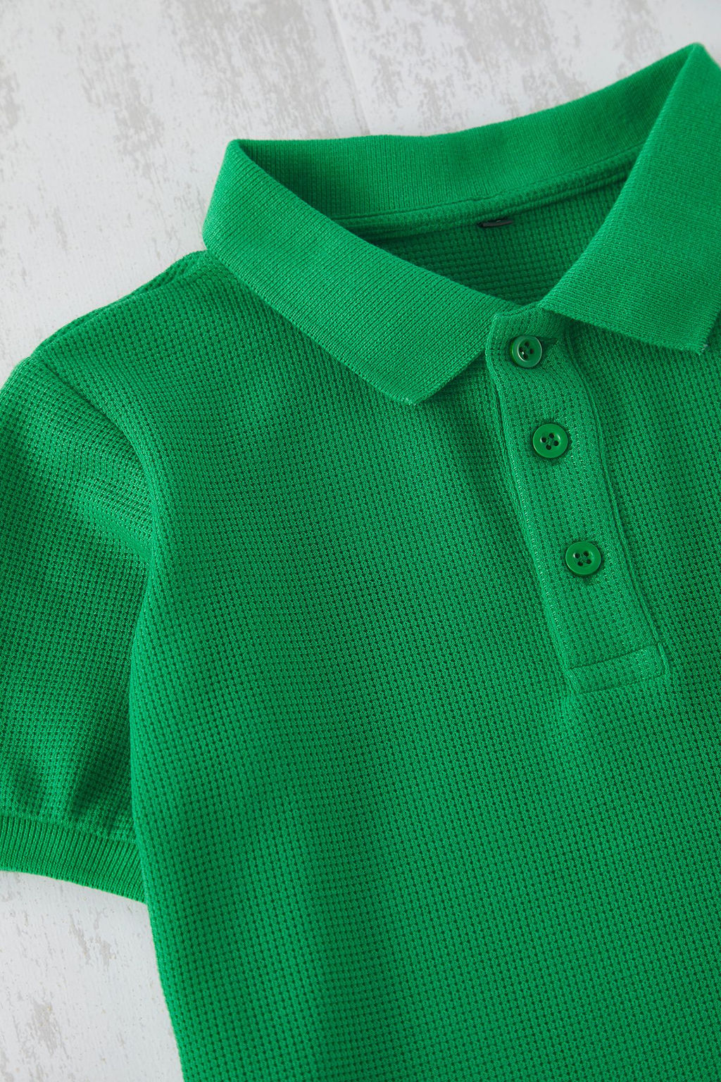 Yesil Erkek Cocuk Basic Regular/Normal Kal?p Polo Yaka K?sa Kol Orme T-Shirt TKDSS25TS00076 - Trendyolmilla фото 15