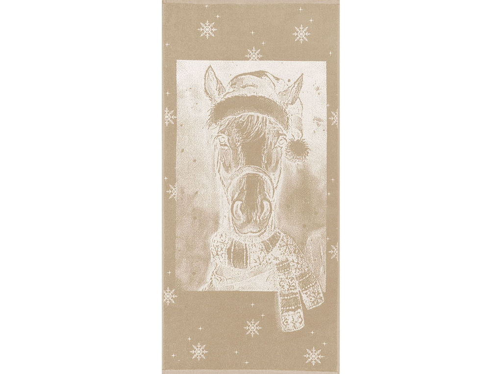 Полотенце махровое 6с102.511ж2 Лошадь новогодняя(лен3) 67х150см