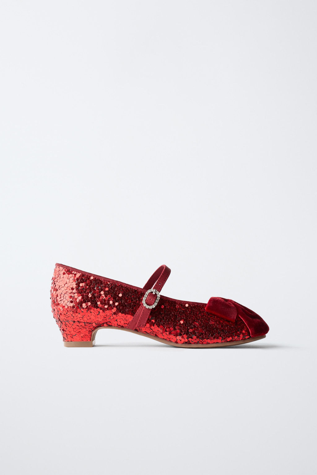 SEQUIN HEELED SHOES WITH BOW