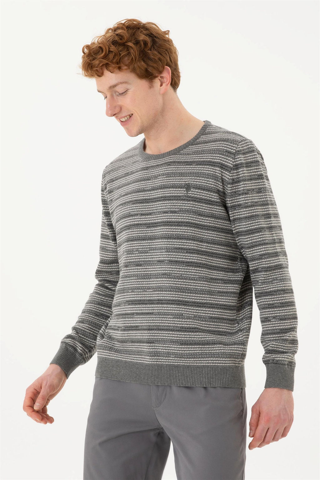 Мужской серый меланжевый свитер - U.s. polo assn фото 3