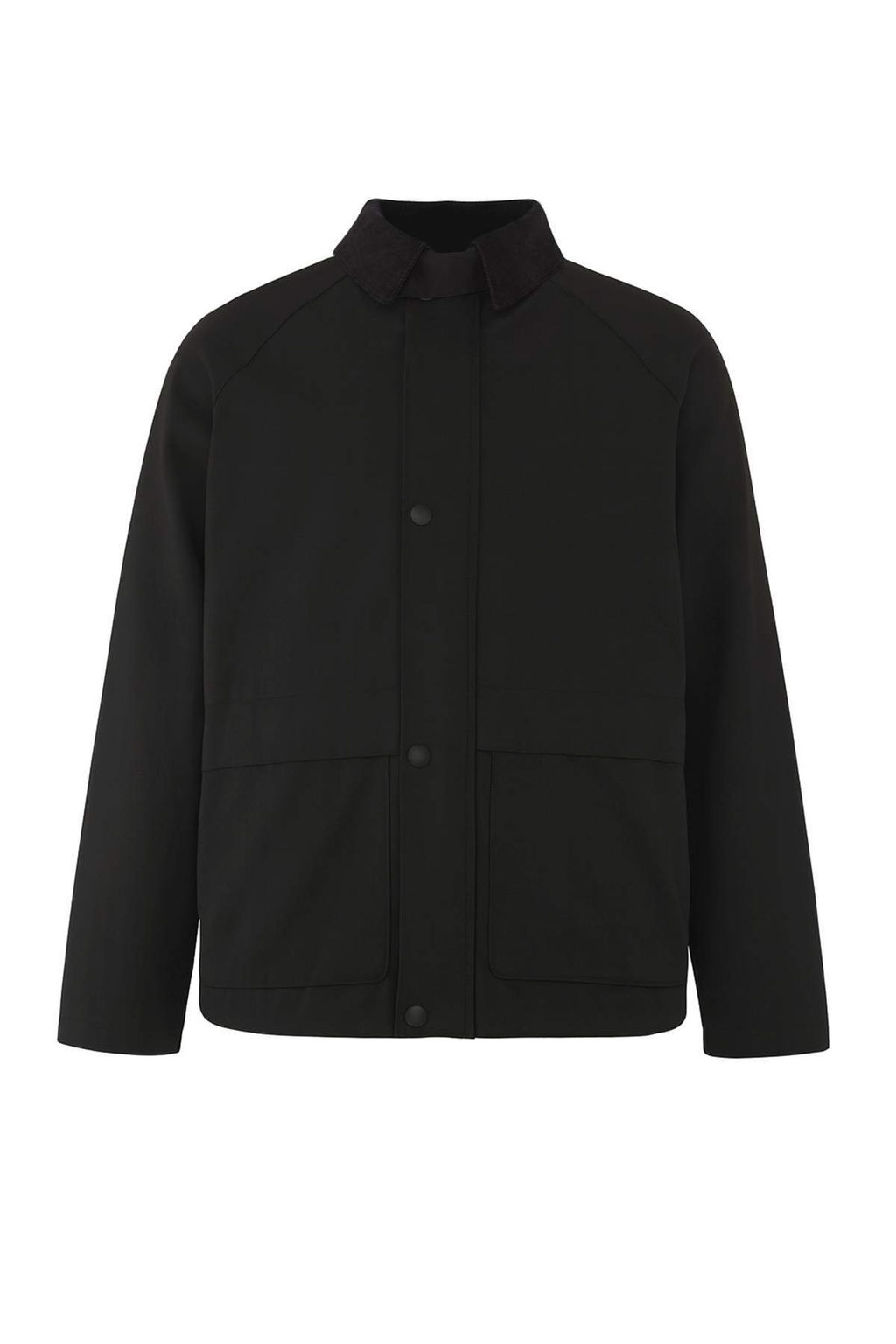 Siyah Regular Fit Kadife Yaka Detayl? Unisex Mevsimlik Mont TMNAW25MO00017