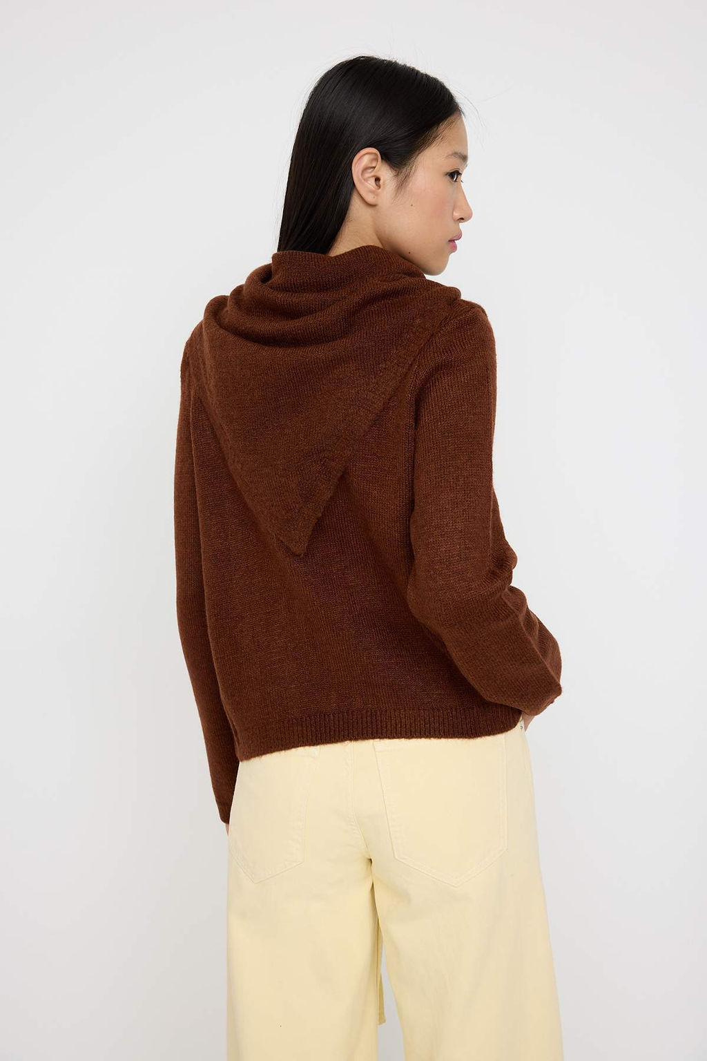 Teen Kahverengi Yumusak Dokulu Genis Kal?p Ekstra Sall? Triko H?rka TWOAW26HI00135