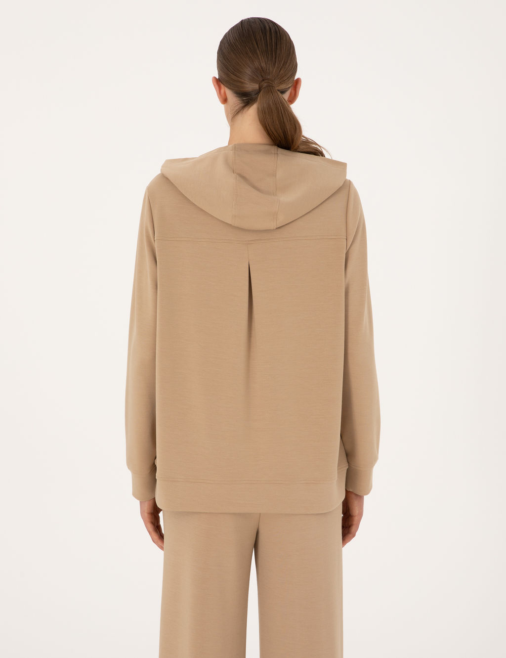 Bej Oversize Modal Kar___ml_ Kap__onlu Sweatshirt