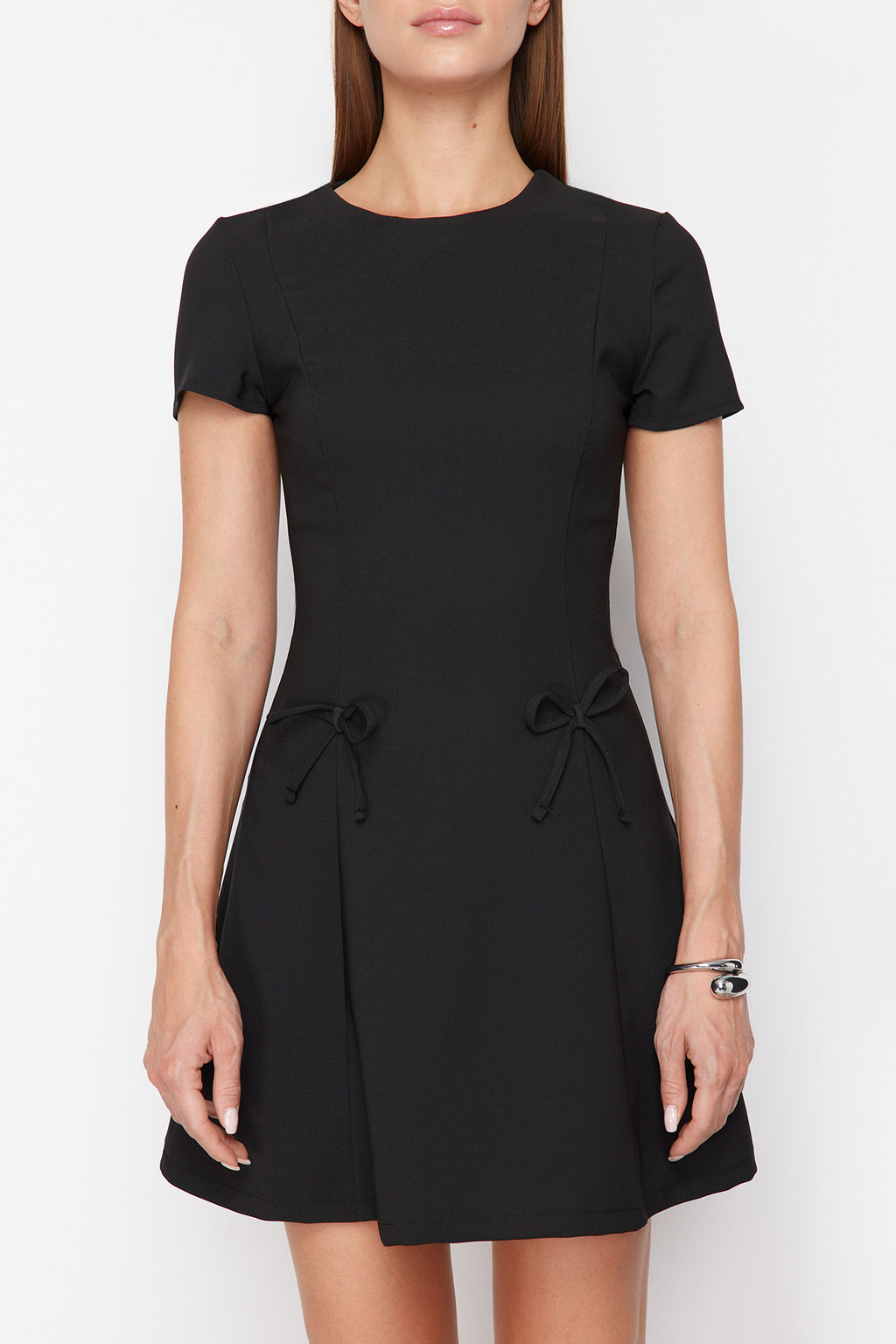 TRENDYOLMILLA K?rm?z? Etegi Belden Ac?lan Fiyonk Detayl? Mini Dokuma Elbise TWOSS24EL00803 фото 12