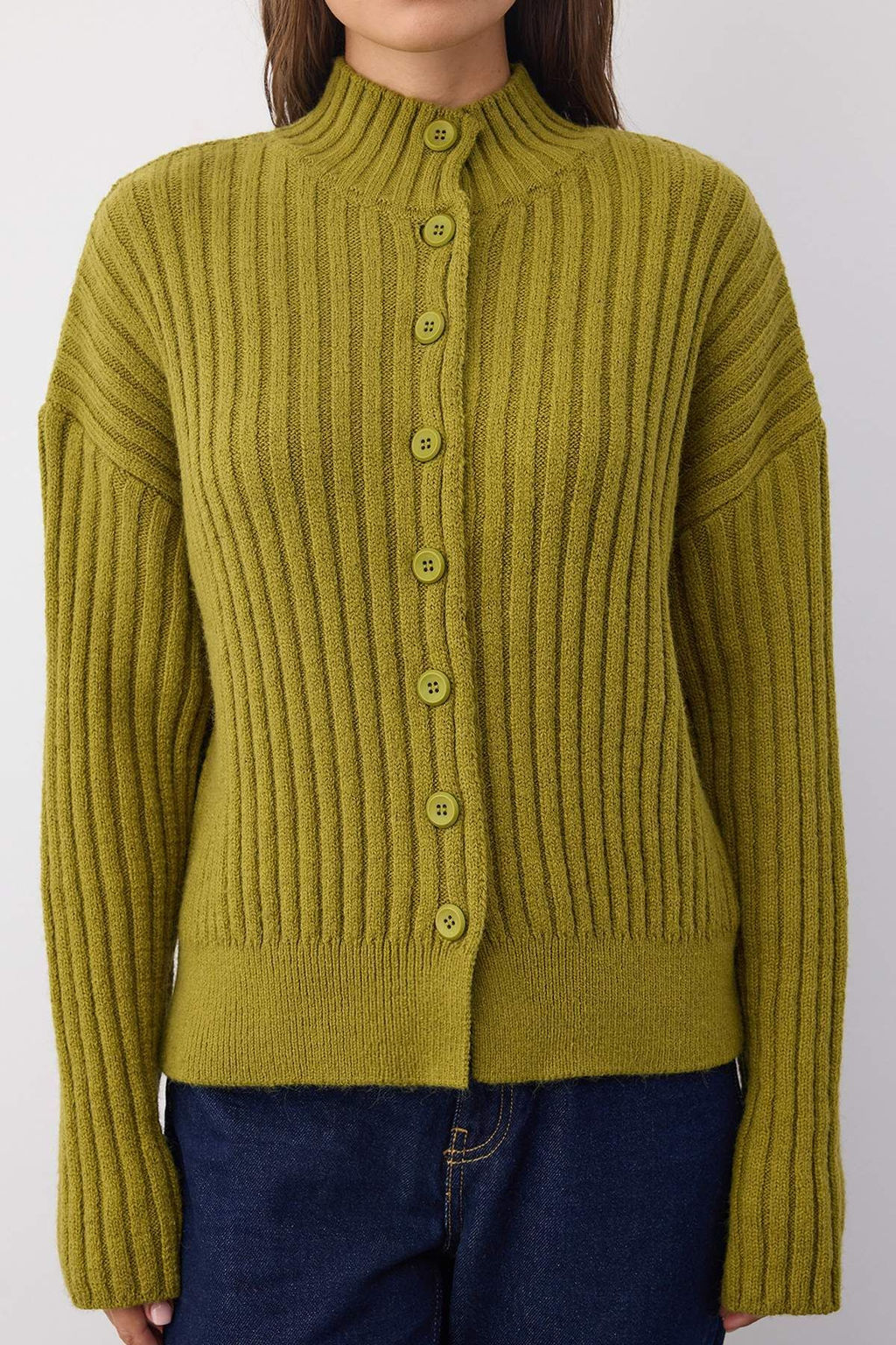 Wardrobe Essentials Yag Yesili Genis Kal?p Fitilli Yumusak Dokulu Triko H?rka | TWOAW26HI00091